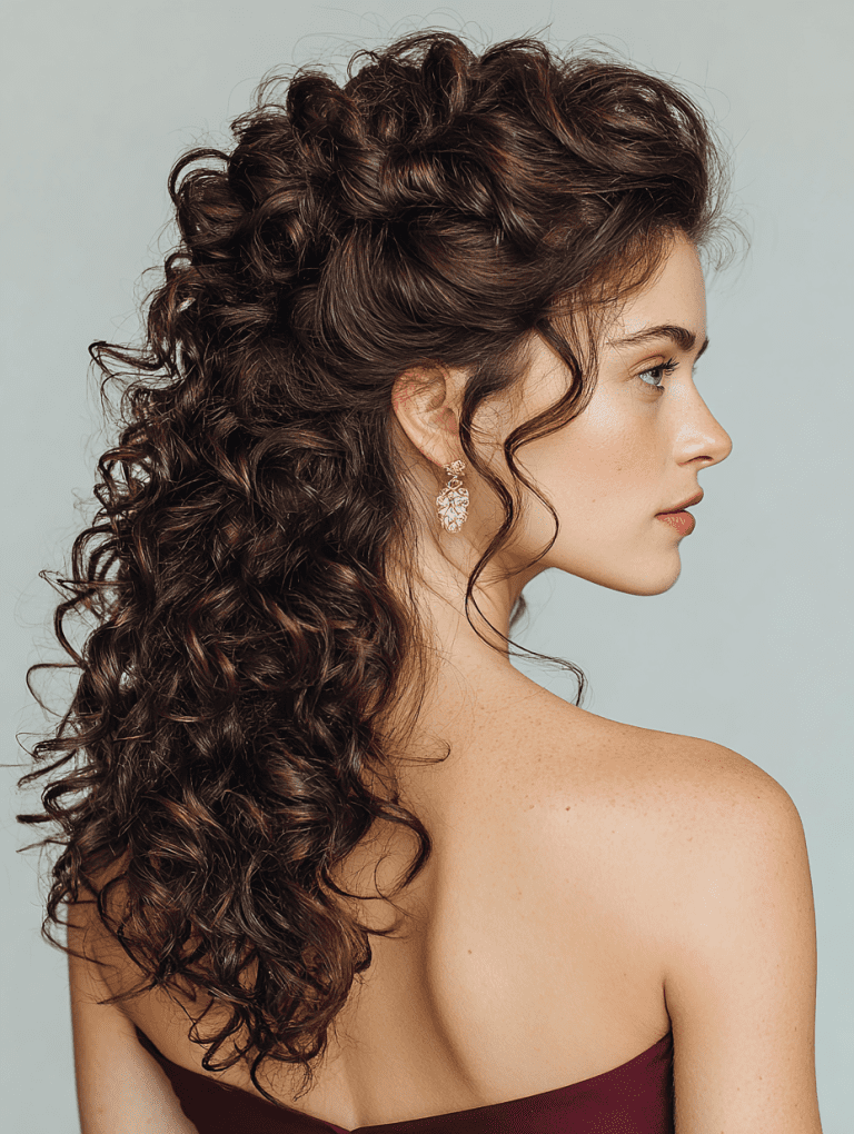 Natural Texture Spring Hairstyles For Curly Hair With Defined Curls With Loose Romantic Curls, A Deep Side Part And Rich Chocolate Depth