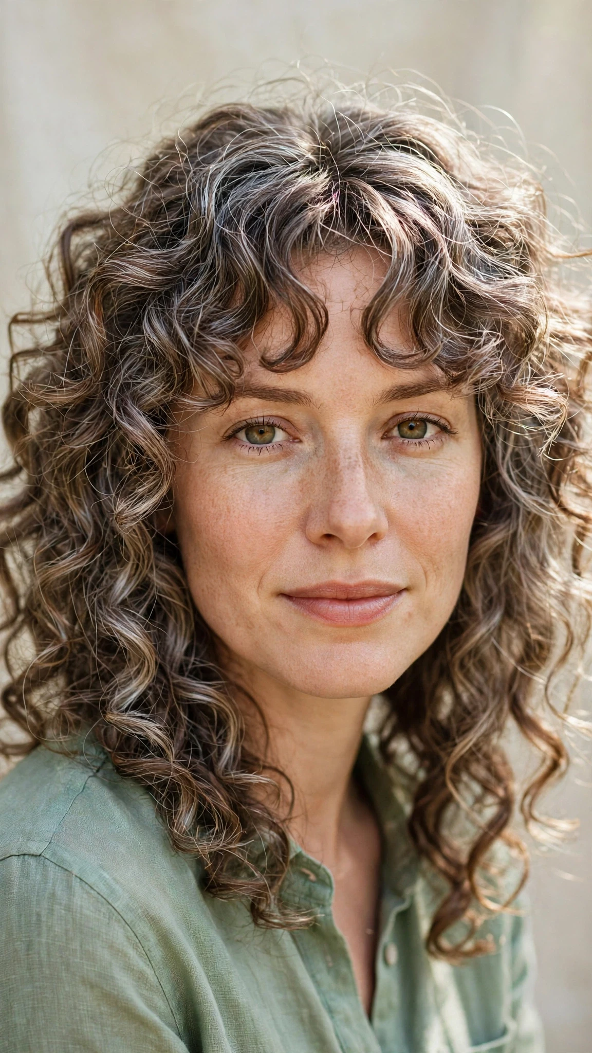 Natural Texture Spring Hairstyles For Curly Hair With Defined Curls With Soft Bends And Flicked Ends, Curtain Pieces And Silver-Blended Brightness