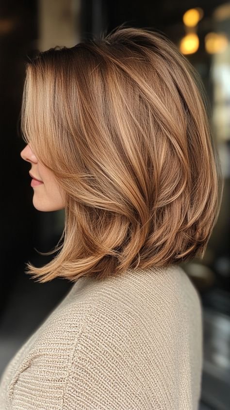 Natural Texture Spring Hairstyles For Thick Hair With A Layered Shape With Soft Waves, A Deep Side Part And Honey Blonde Shine