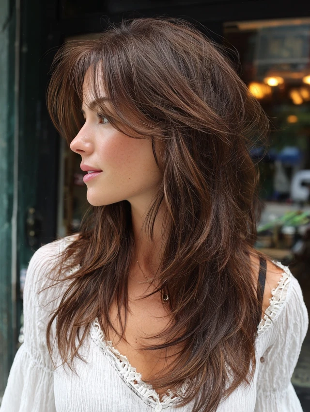 Natural Texture Spring Hairstyles For Thick Hair With A Layered Shape With A Polished Blowout, Curtain Pieces And A Fresh Salon Shine