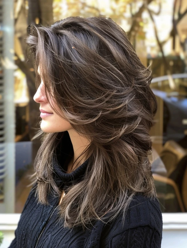 Natural Texture Spring Hairstyles For Thick Hair With A Layered Shape With Smooth Glossy Lengths, Graduated Layers And A Glossy Shine Finish