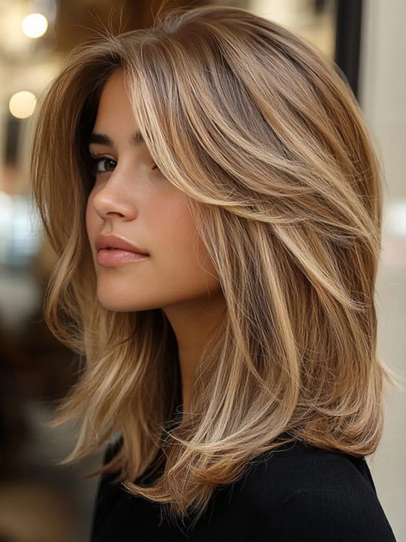 Natural Texture Spring Hairstyles For Thick Hair With A Layered Shape With A Polished Blowout, Subtle Internal Layers And Delicate Blonde Dimension
