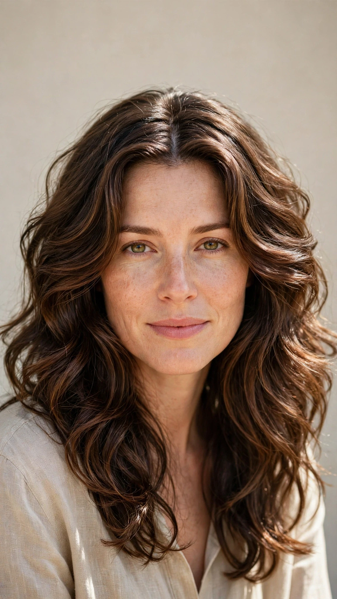 Natural Texture Spring Hairstyles For Thick Hair With A Layered Shape With A Relaxed Lived-In Wave, A Centre Part With Soft Layers And A Glossy Shine Finish
