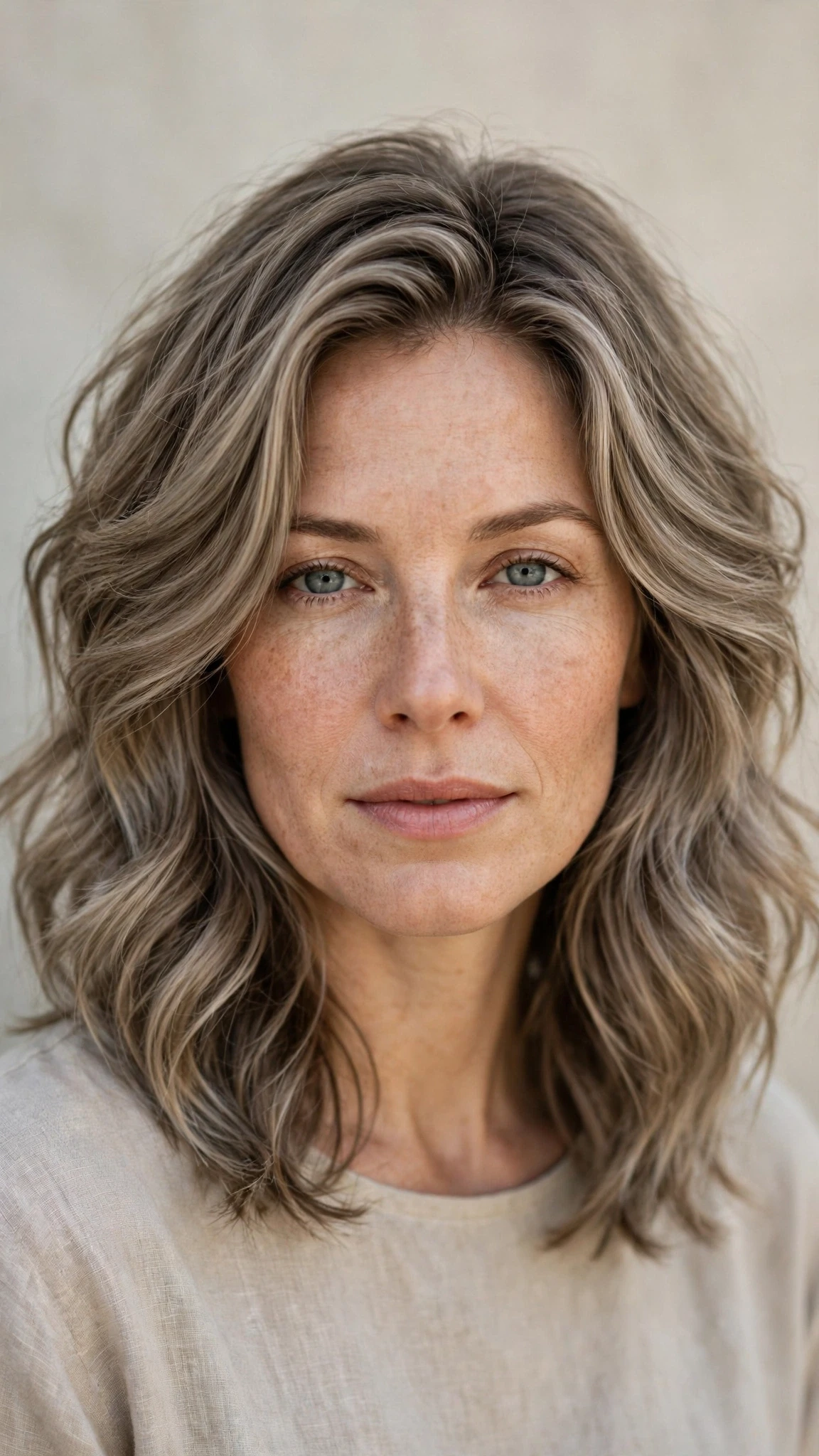 Natural Texture Spring Hairstyles For Thick Hair With A Layered Shape With Soft Waves, Feathered Ends And Cool Ash Softness