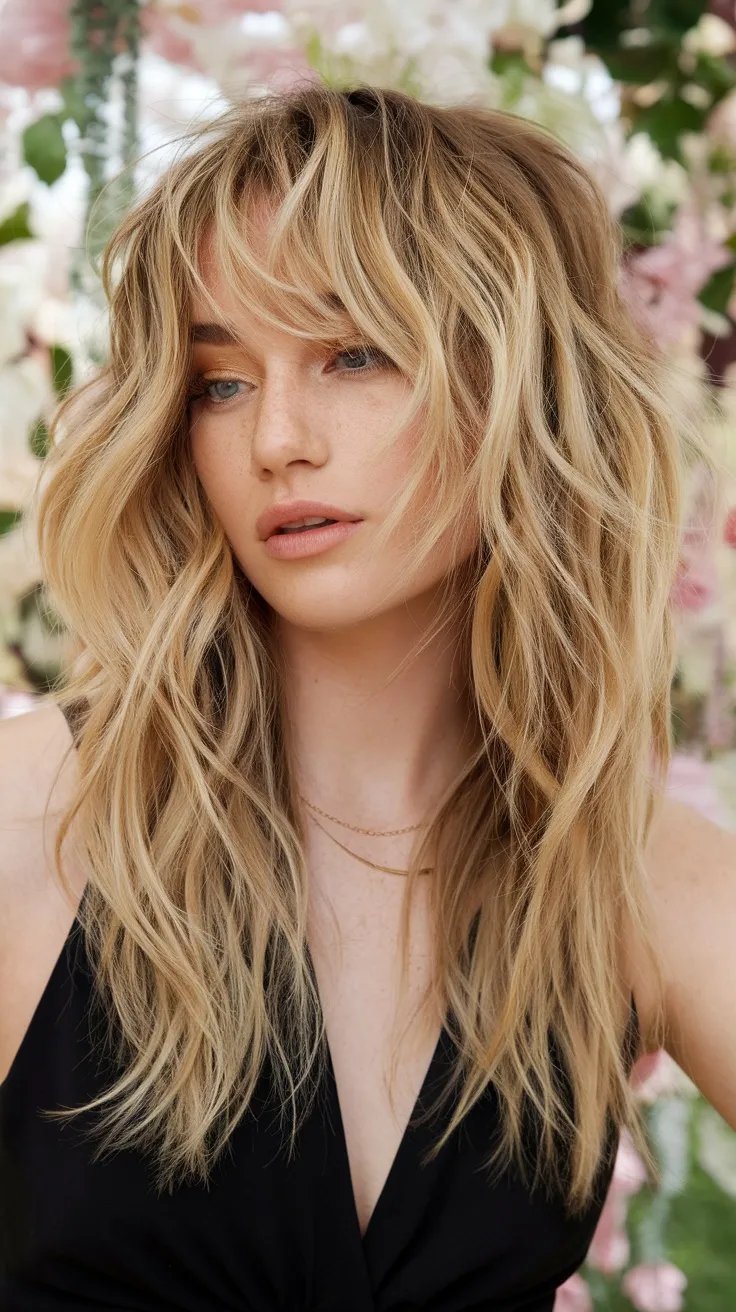 Natural Texture Spring Hairstyles For Wavy Hair With A Salt Spray Finish With Soft Waves, Face-Framing Layers And Honey Blonde Shine