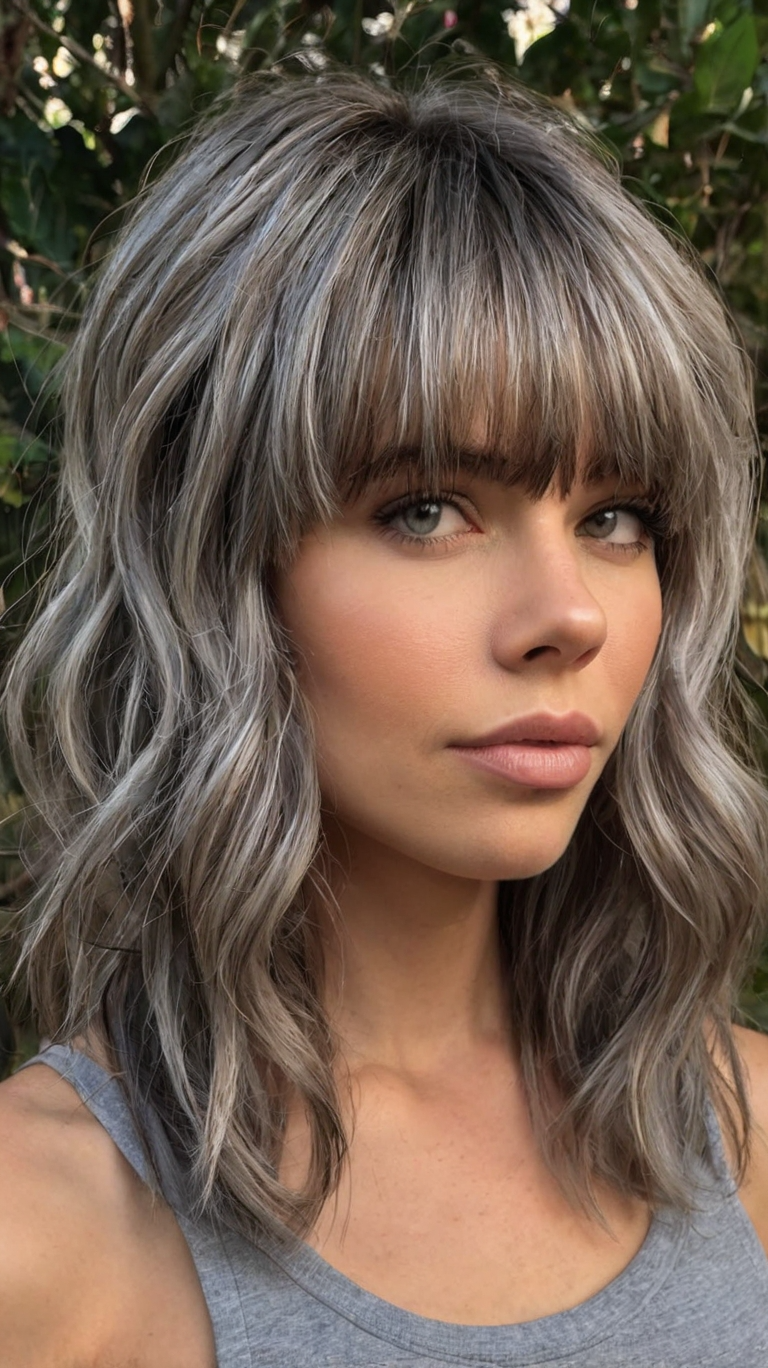 Natural Texture Spring Hairstyles For Wavy Hair With A Salt Spray Finish With Soft Waves, Graduated Layers And Silver-Blended Brightness
