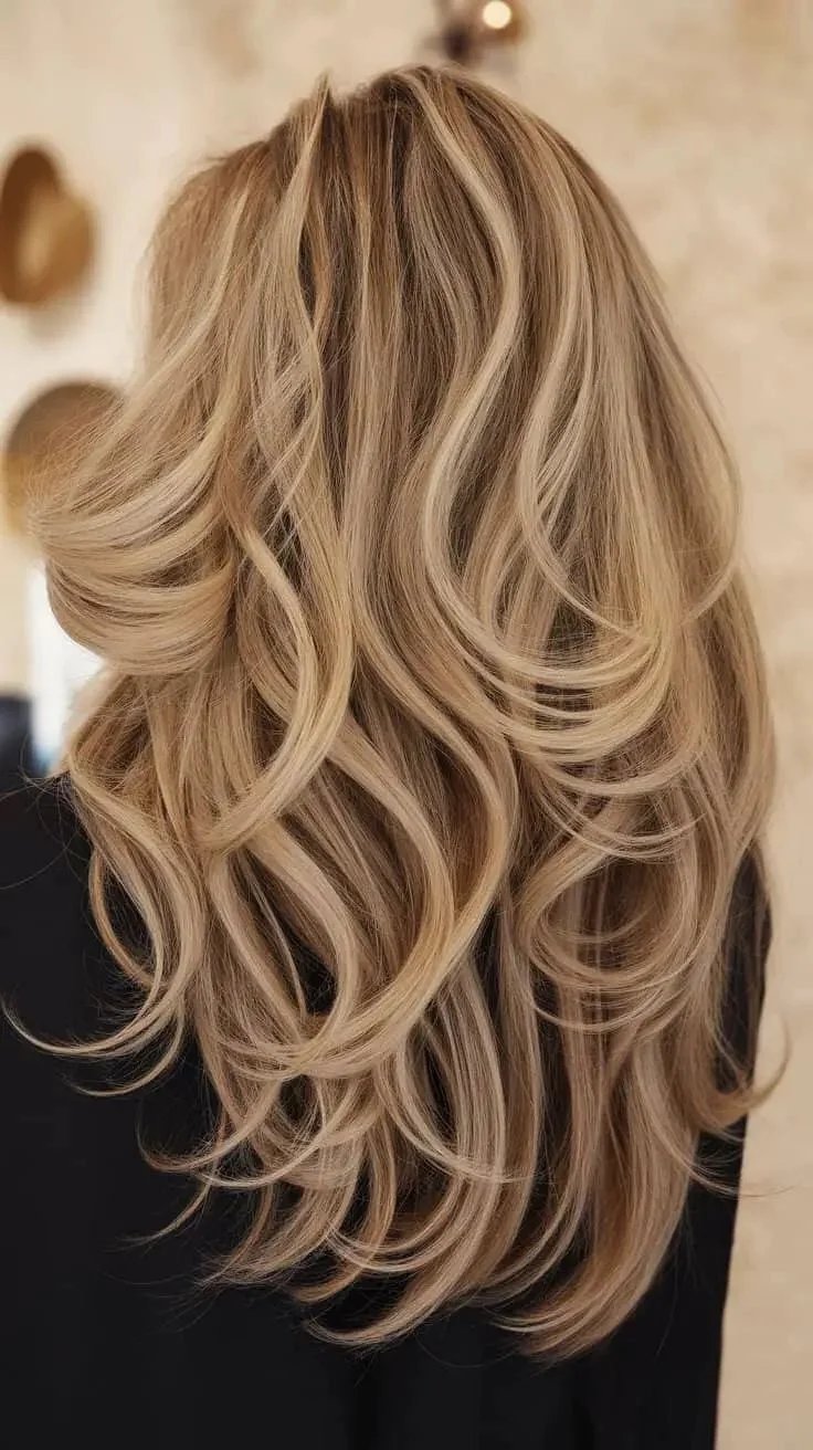 Natural Texture Spring Hairstyles For Wavy Hair With A Salt Spray Finish With A Polished Blowout, Long Soft Layers And Honey Blonde Shine