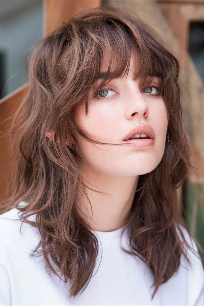 Natural Texture Spring Hairstyles For Wavy Hair With A Salt Spray Finish With Soft Waves, A Soft Side-Swept Fringe And Cool Ash Softness