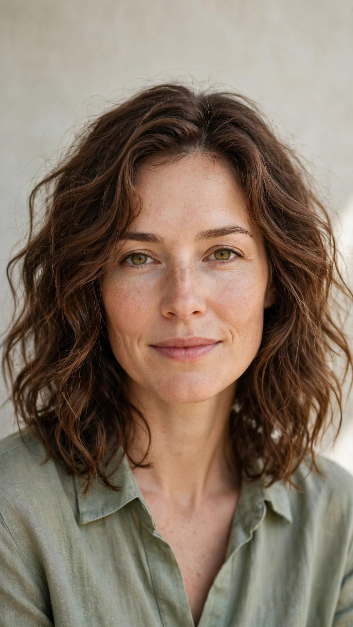 Natural Texture Spring Hairstyles For Wavy Hair With A Salt Spray Finish With A Relaxed Lived-In Wave, Wispy Pieces Around The Face And Warm Chestnut Warmth