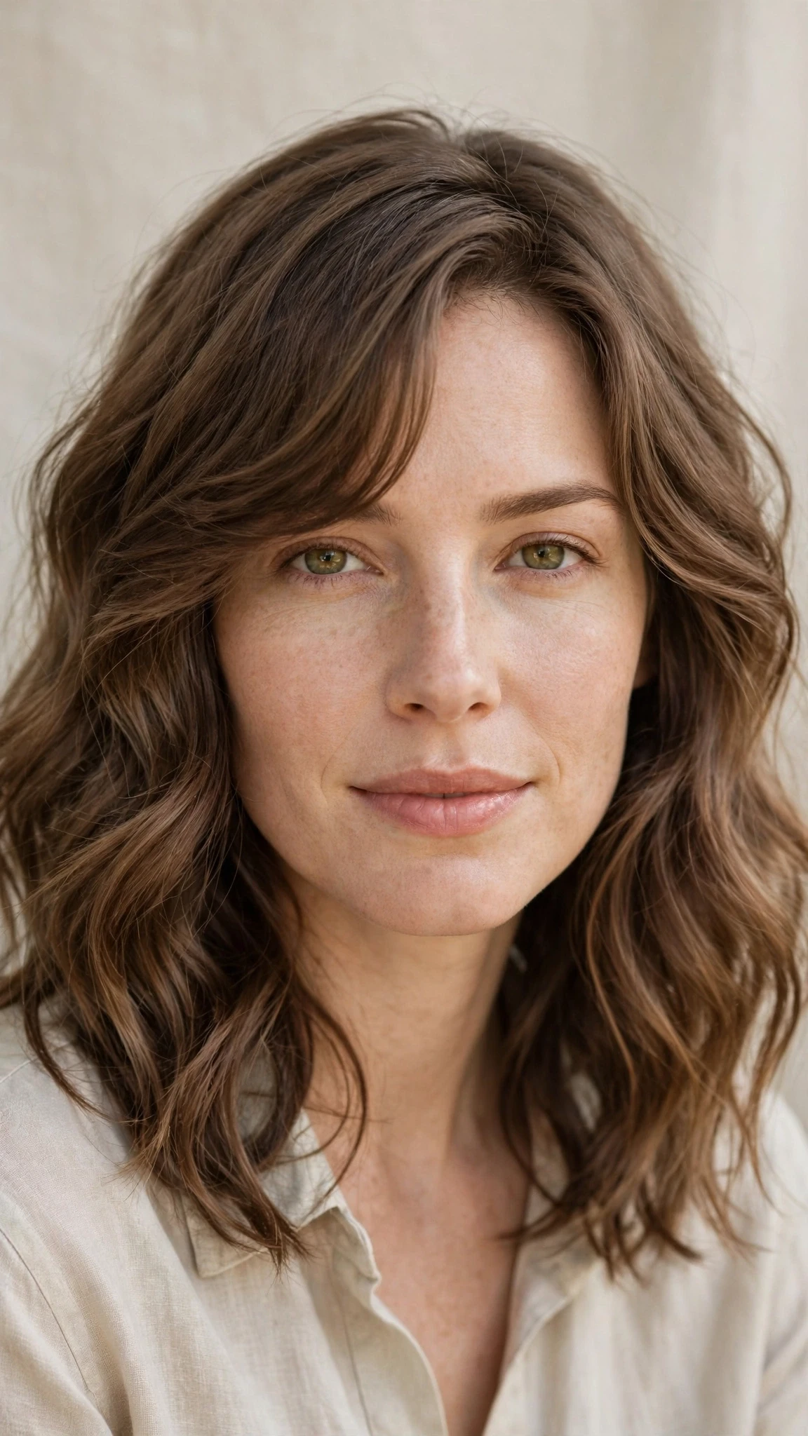 Natural Texture Spring Hairstyles With Air Dried Waves With Soft Waves, A Soft Side-Swept Fringe And A Glossy Shine Finish