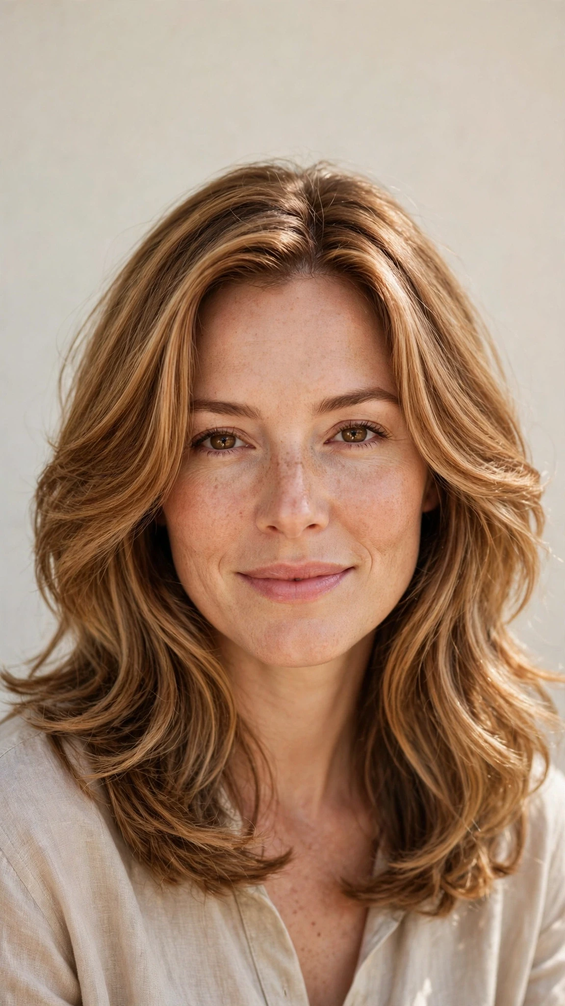 Natural Texture Spring Hairstyles With Air Dried Waves With A Polished Blowout, Blunt Ends With Soft Layers And Warm Caramel Tones