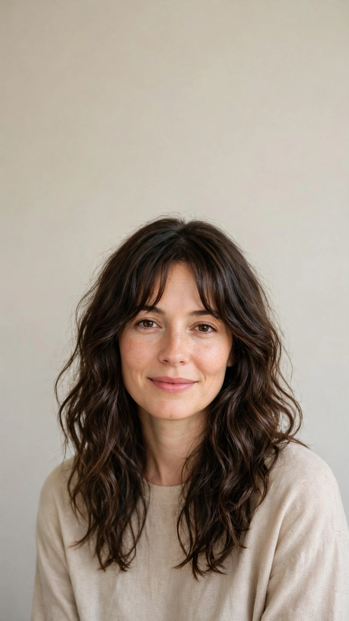 Natural Texture Spring Hairstyles With Air Dried Waves With A Relaxed Lived-In Wave, Curtain Pieces And Natural Brunette Depth