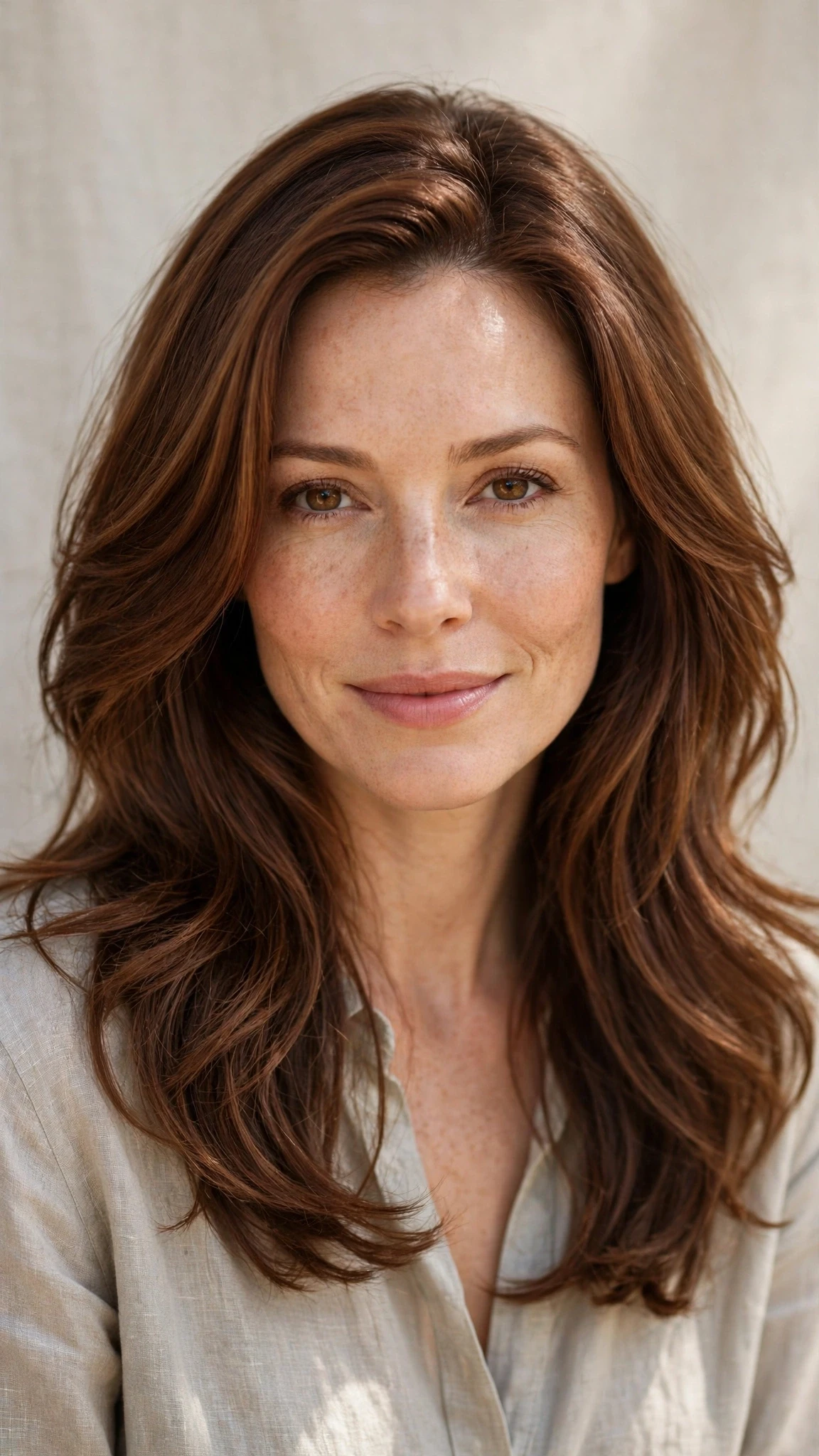 Natural Texture Spring Hairstyles With Air Dried Waves With A Polished Blowout, Long Soft Layers And Warm Chestnut Warmth