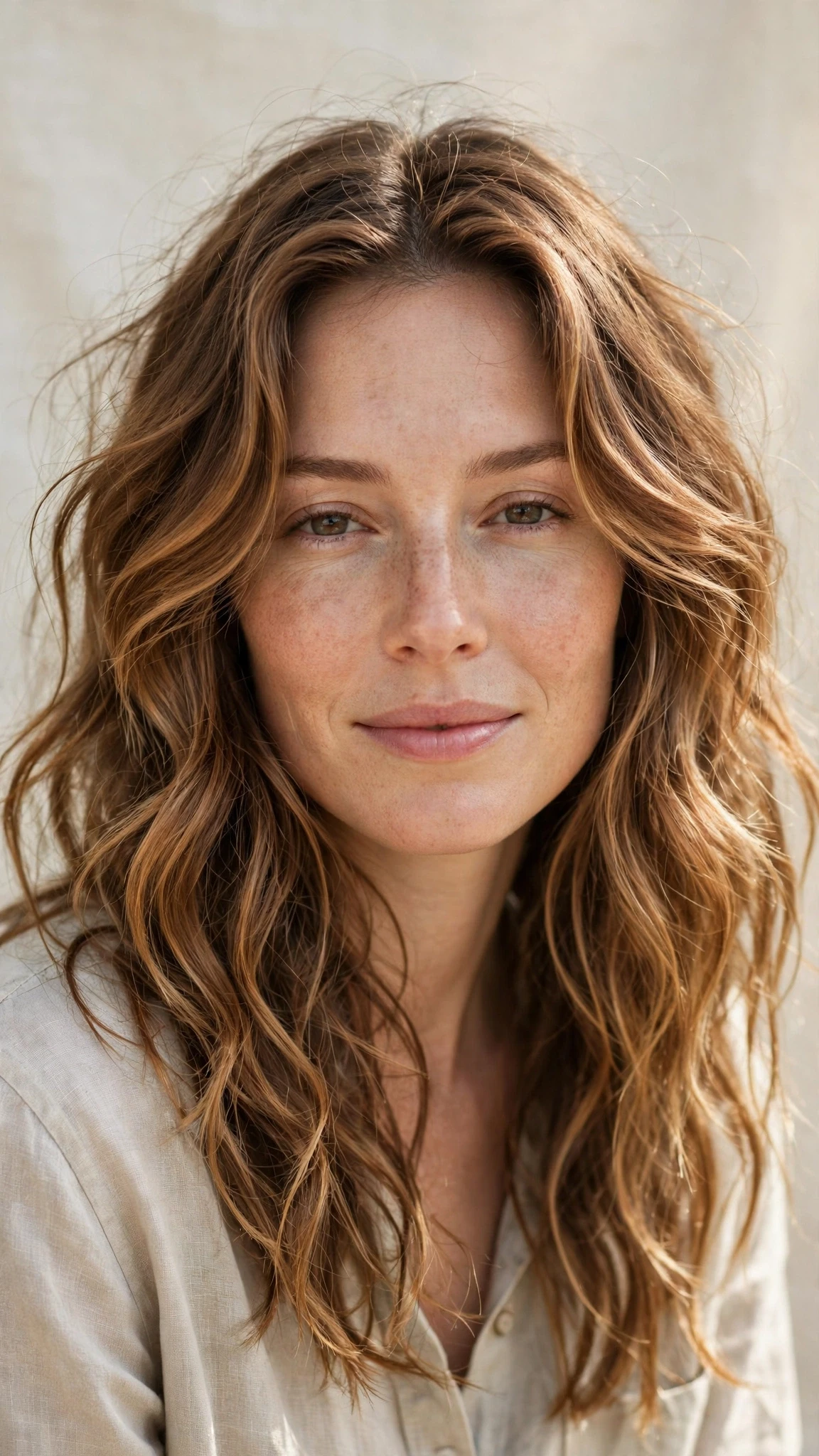 Natural Texture Spring Hairstyles With Air Dried Waves With A Relaxed Lived-In Wave, Wispy Pieces Around The Face And Warm Caramel Tones