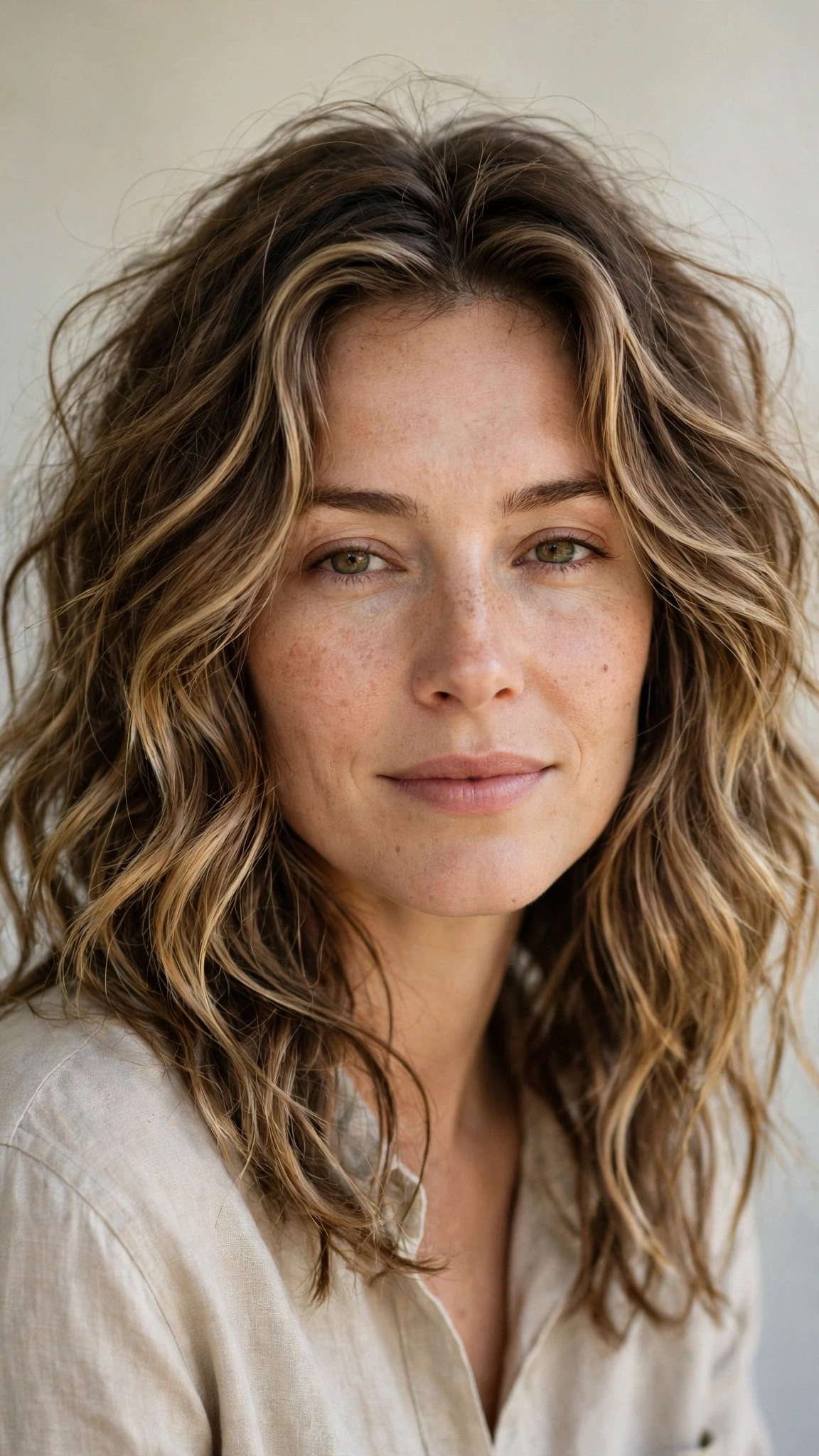 Natural Texture Spring Hairstyles With Air Dried Waves With A Relaxed Lived-In Wave, Wispy Pieces Around The Face And A Glossy Shine Finish