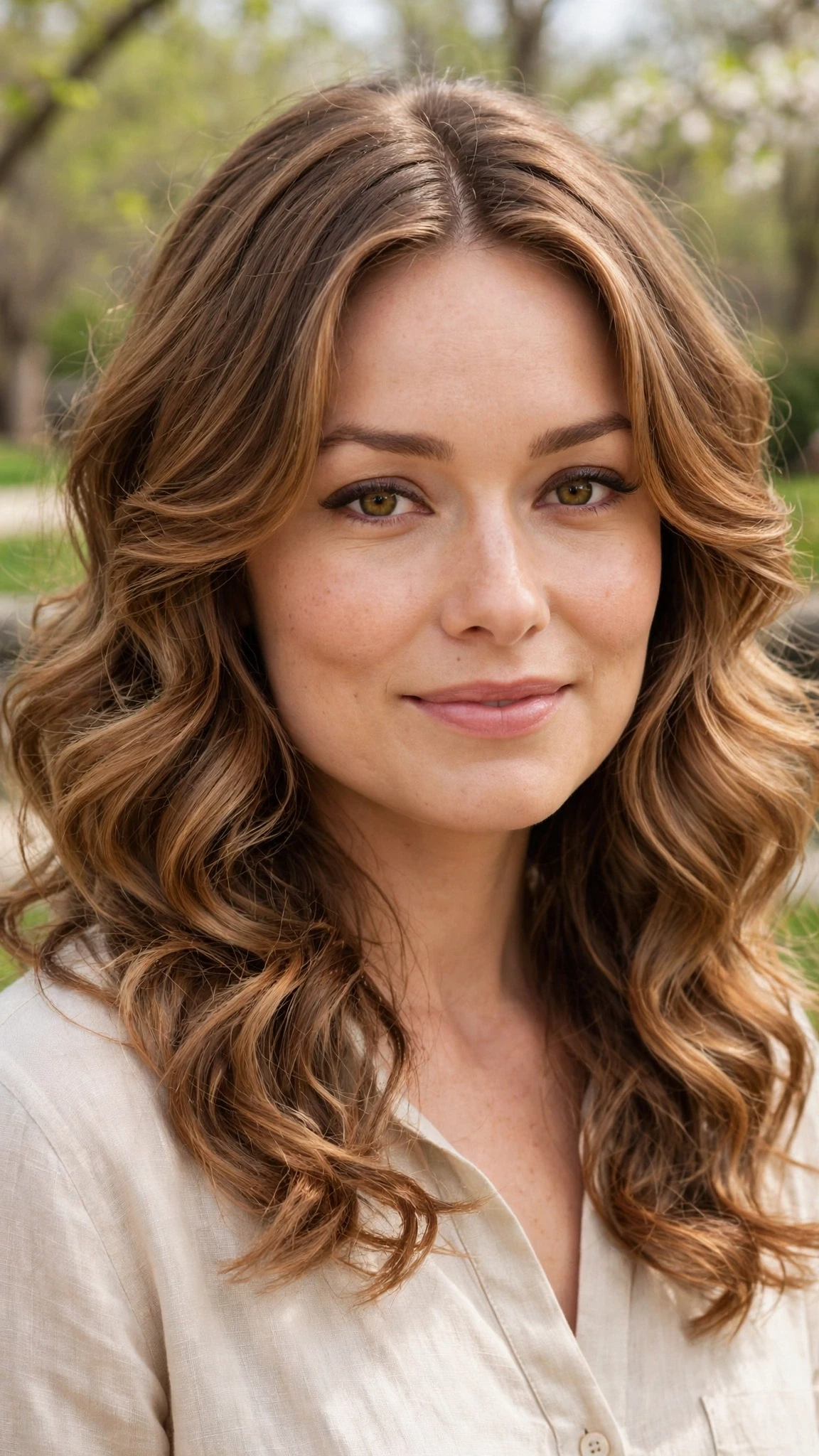 22 Olsen tuck hairstyles for spring with a middle part and glossy ends That Are Chic, Fresh and Flattering 9 Olsen Tuck Hairstyles For Spring With A Middle Part And Glossy Ends With Loose Romantic Curls, A Layered Shape That Moves And Warm Caramel Tones