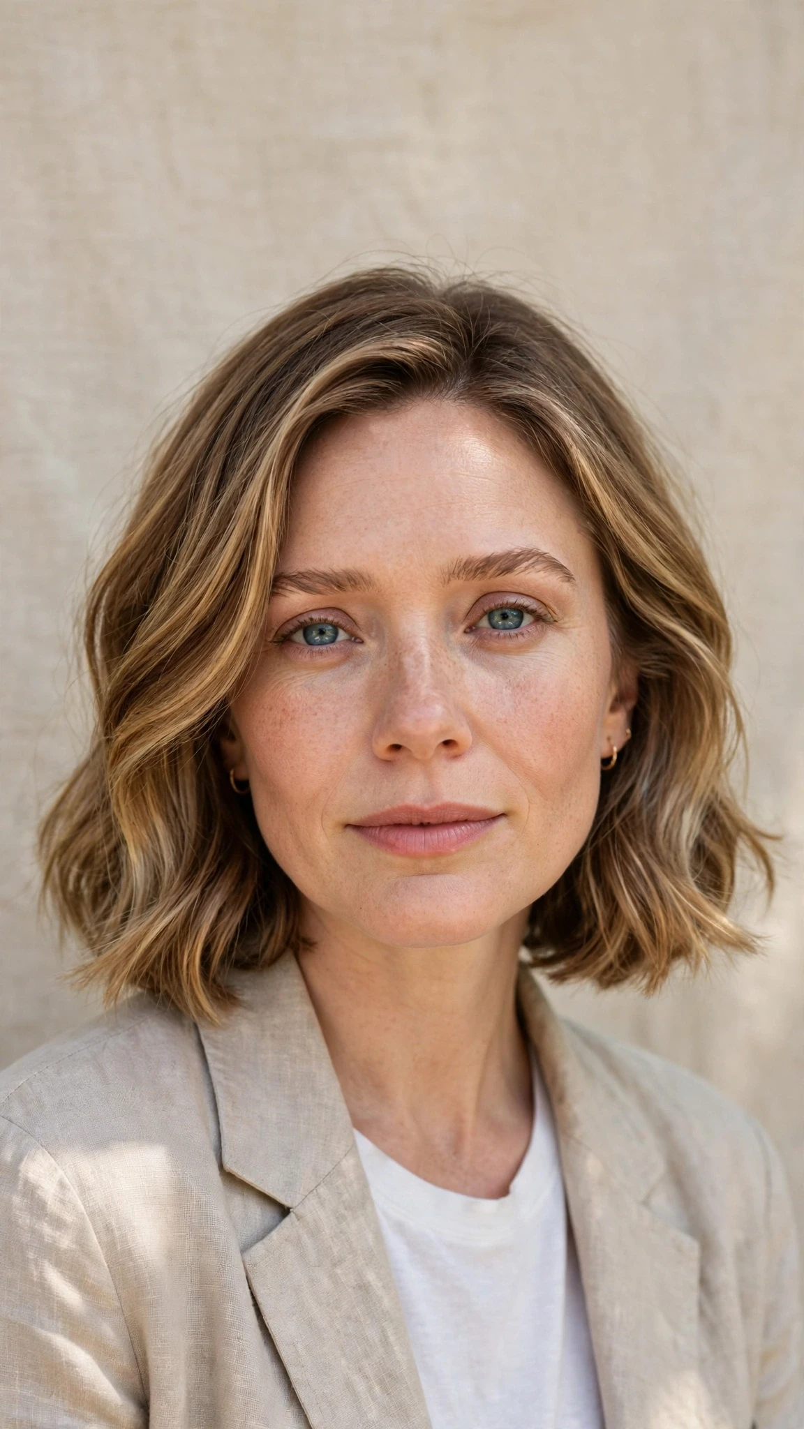 Olsen Tuck Hairstyles For Spring With A Sleek Bob And Minimal Styling With A Relaxed Lived-In Wave, Blunt Ends With Soft Layers And Soft Golden Pieces