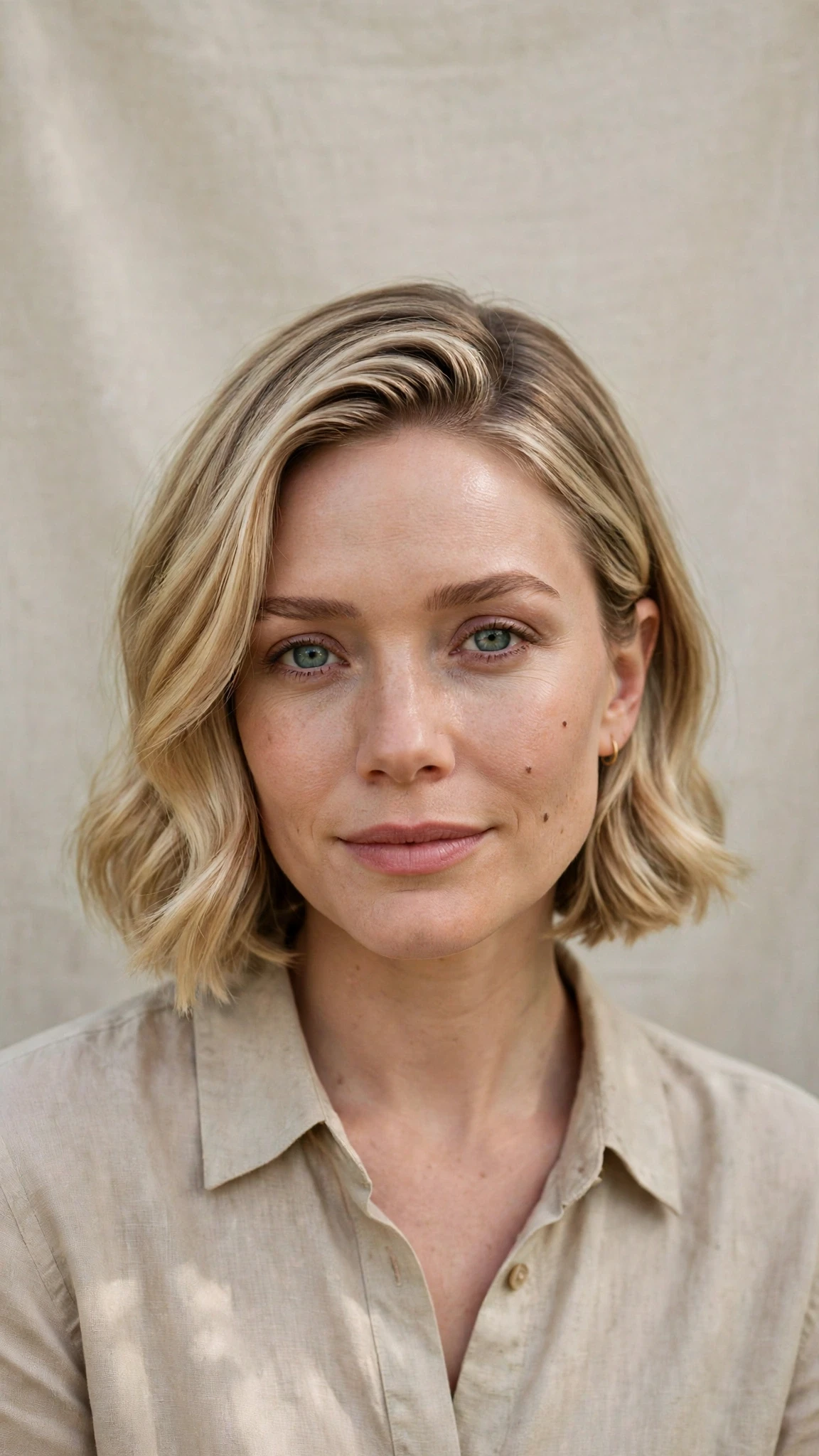 Olsen Tuck Hairstyles For Spring With A Sleek Bob And Minimal Styling With Soft Waves, A Deep Side Part And Delicate Blonde Dimension