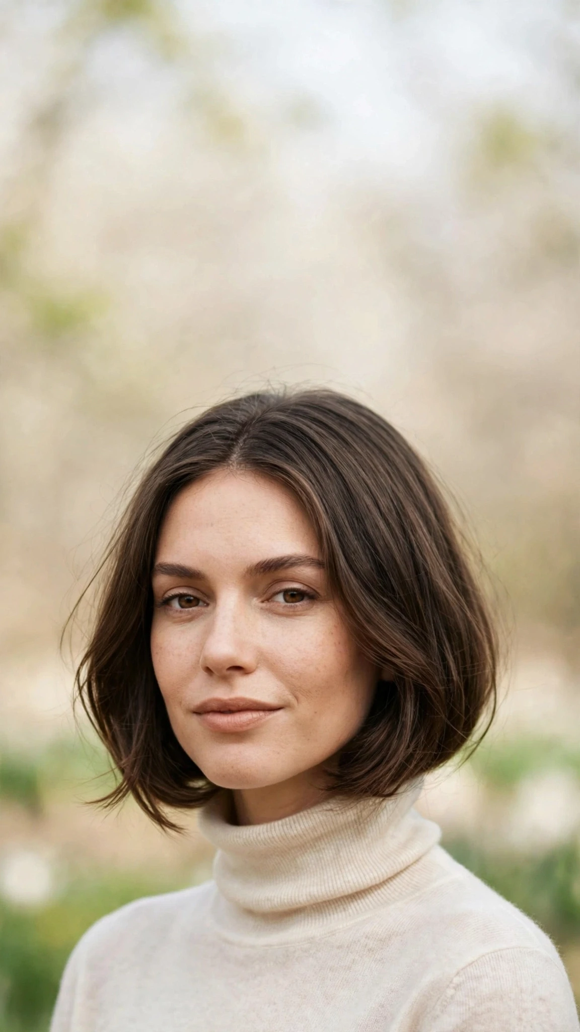 Olsen Tuck Hairstyles For Spring With A Sleek Bob And Minimal Styling With A Polished Blowout, Wispy Pieces Around The Face And Natural Brunette Depth