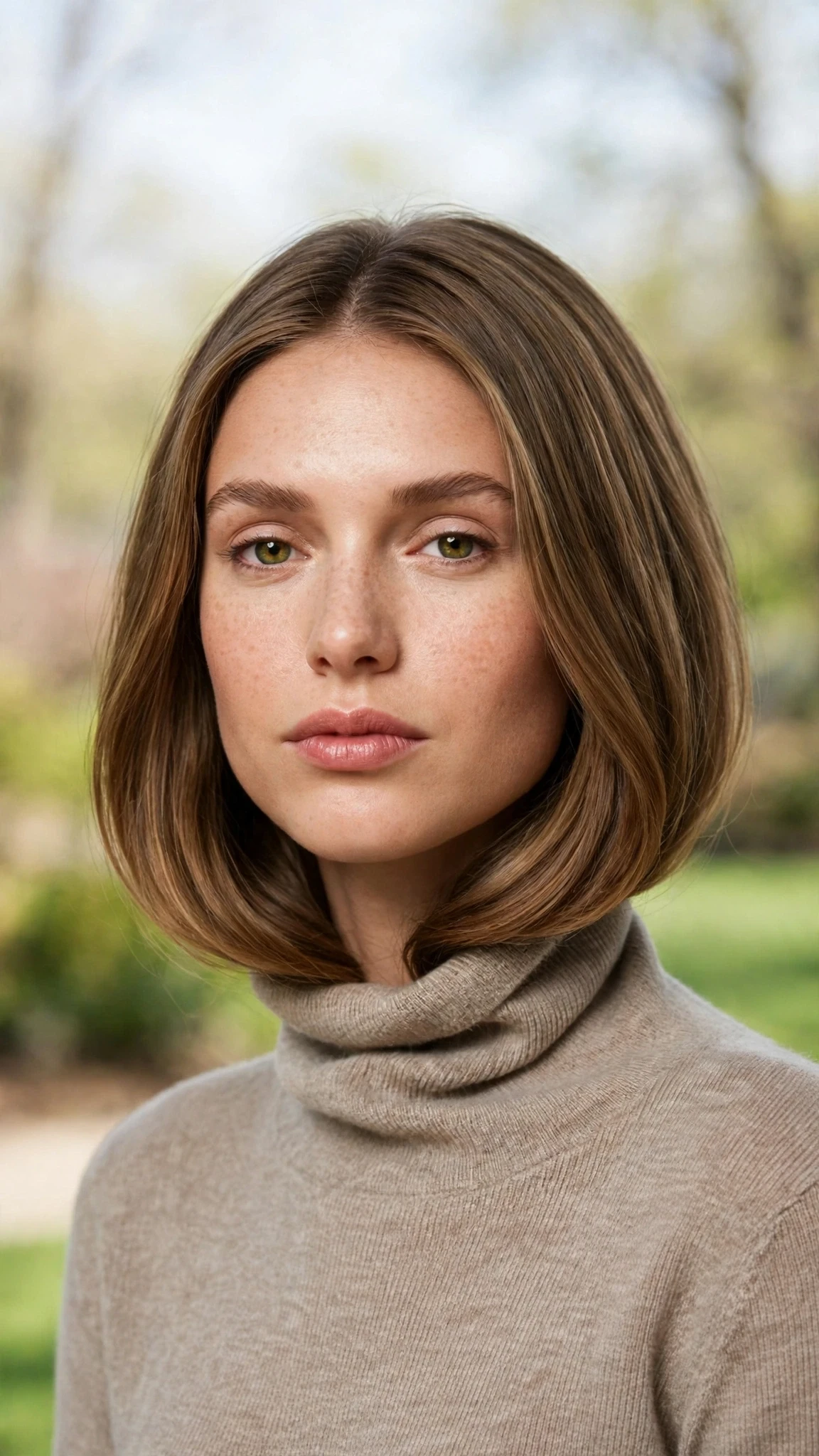 Olsen Tuck Hairstyles For Spring With A Sleek Bob And Minimal Styling With Smooth Glossy Lengths, Graduated Layers And A Glossy Shine Finish