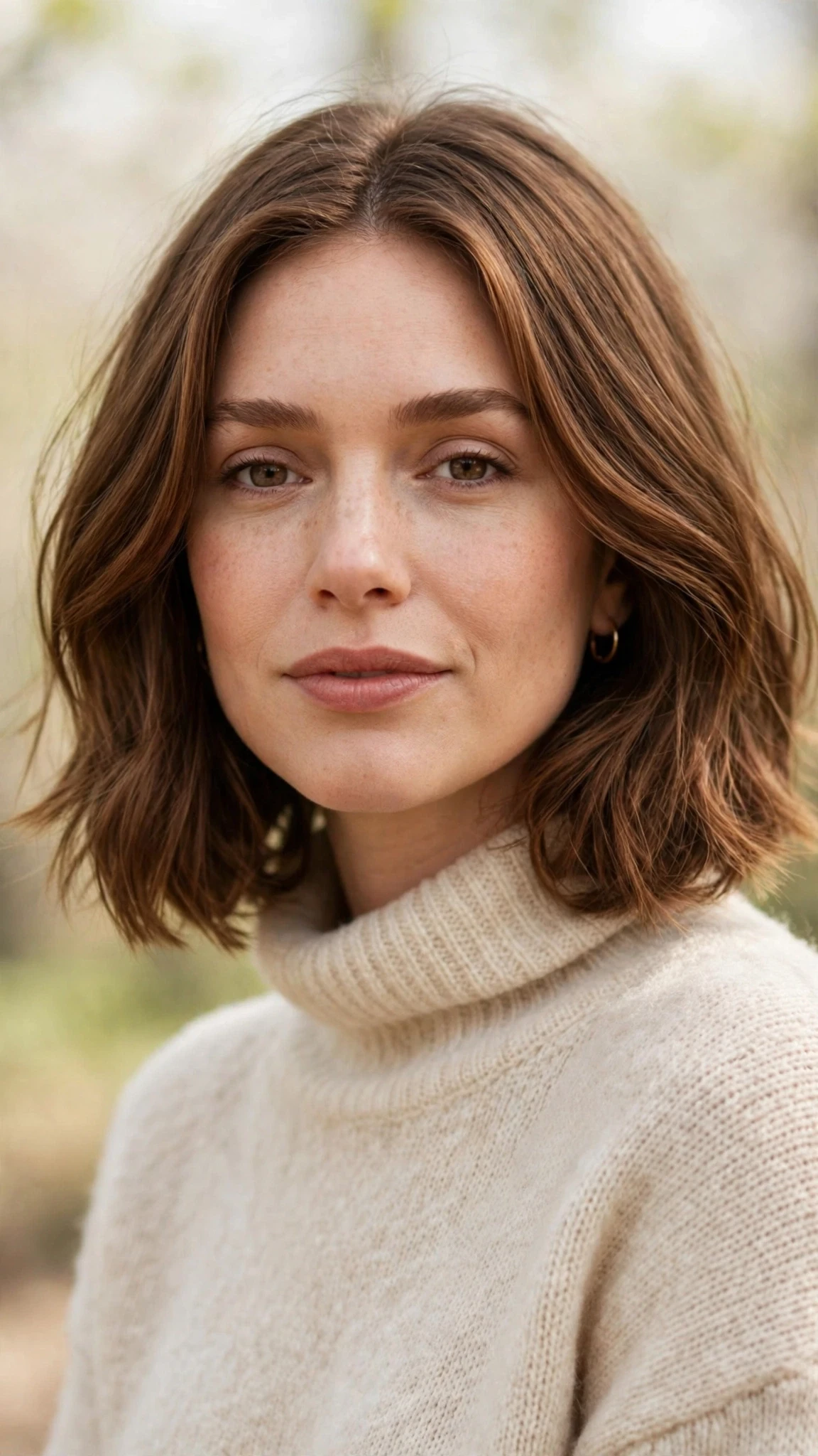 Olsen Tuck Hairstyles For Spring With A Sleek Bob And Minimal Styling With A Relaxed Lived-In Wave, Blunt Ends With Soft Layers And Warm Chestnut Warmth