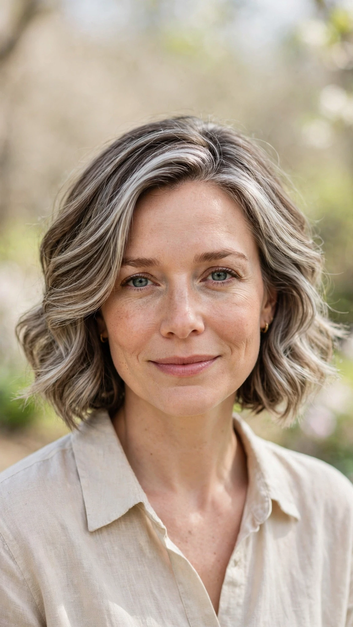 Olsen Tuck Hairstyles For Spring With A Sleek Bob And Minimal Styling With Soft Waves, A Layered Shape That Moves And Silver-Blended Brightness