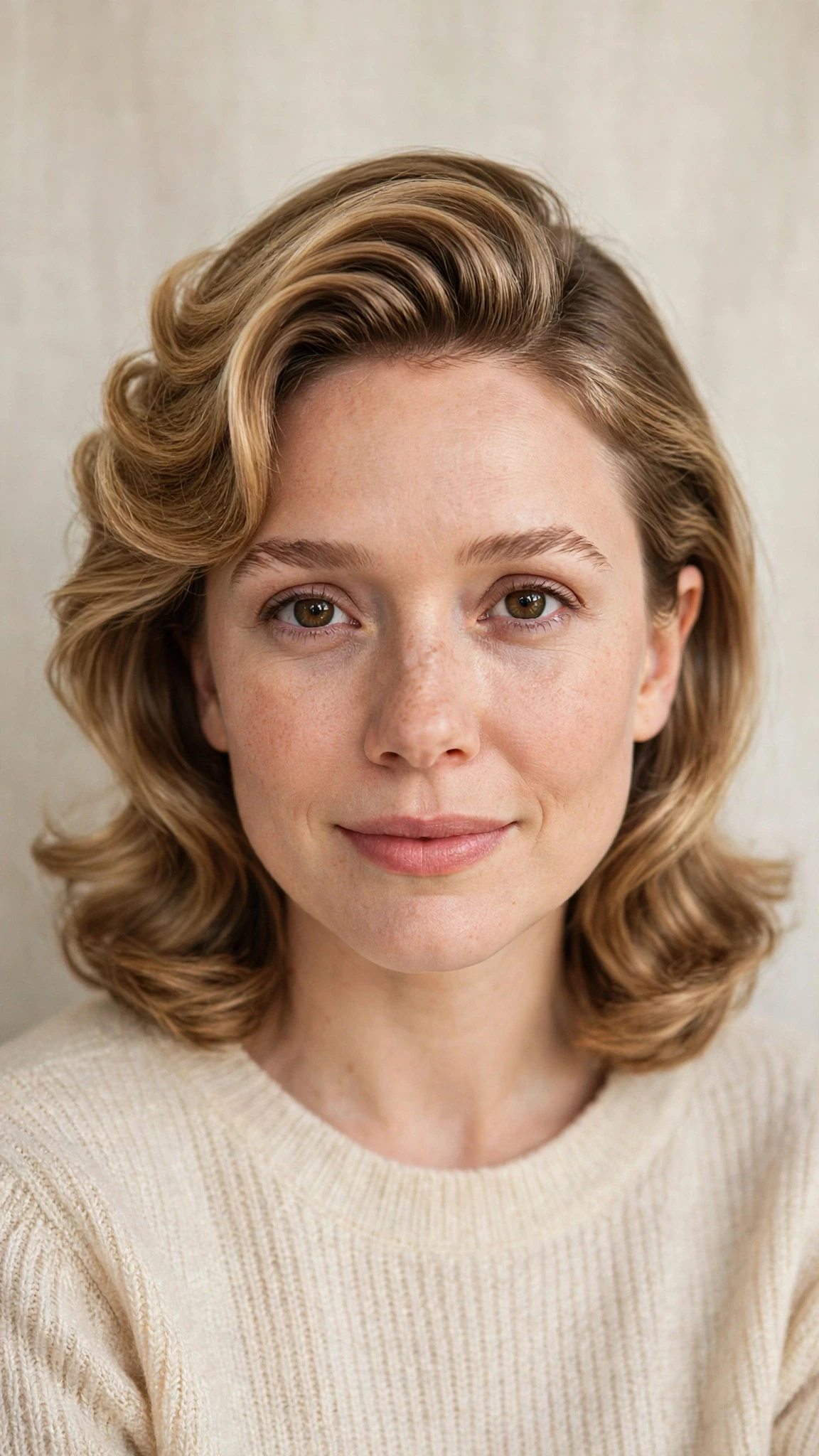 Olsen Tuck Hairstyles For Spring With Hair Tucked Behind The Ears With Bouncy Volume At The Roots, A Deep Side Part And A Fresh Salon Shine