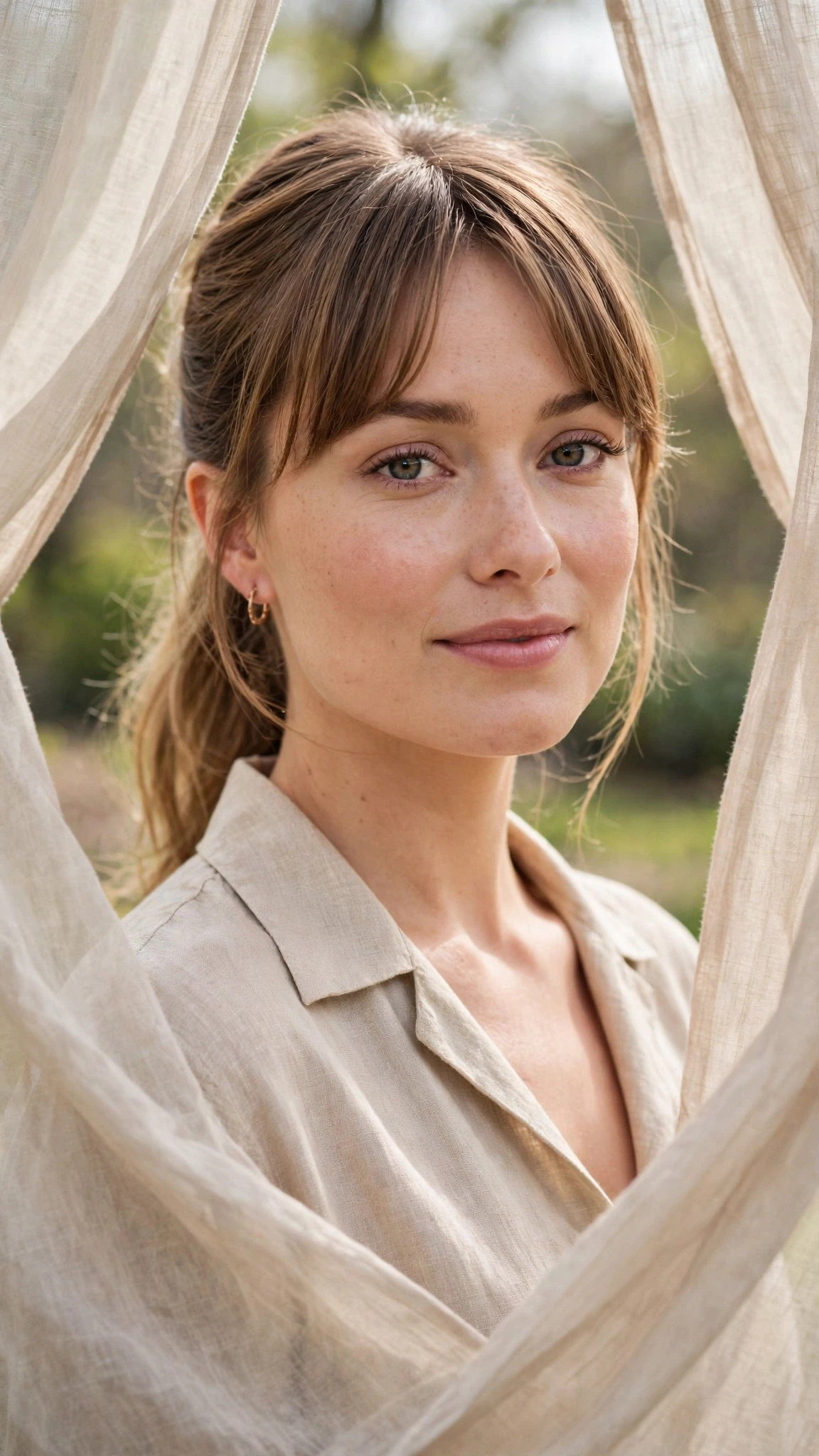 Olsen Tuck Hairstyles For Spring With Hair Tucked Behind The Ears With Delicate Natural Movement, Curtain Pieces And A Glossy Shine Finish