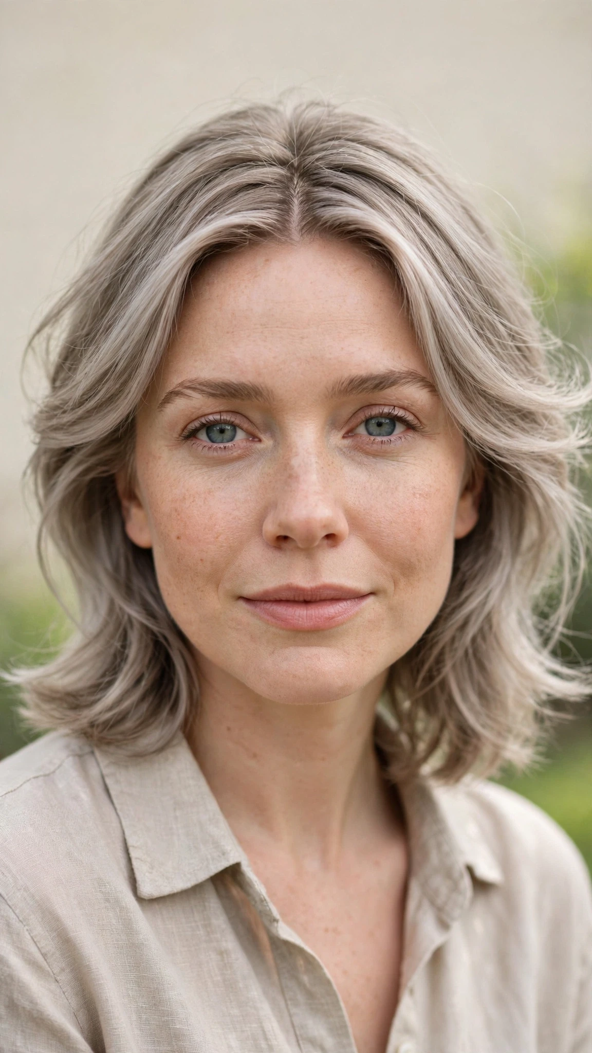 Olsen Tuck Hairstyles For Spring With Hair Tucked Behind The Ears With Airy Feathered Movement, A Centre Part With Soft Layers And Cool Ash Softness