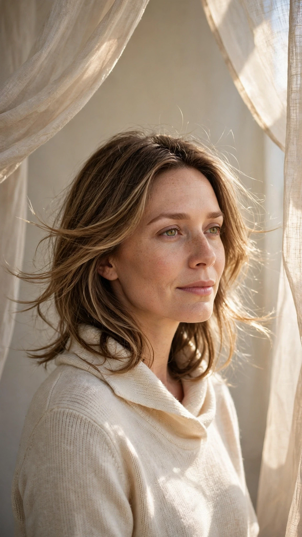 18 Olsen tuck hairstyles for spring with layered hair tucked into a collar That Are Chic, Fresh and Flattering 10 Olsen Tuck Hairstyles For Spring With Layered Hair Tucked Into A Collar With Delicate Natural Movement, Curtain Pieces And Sunlit Dimension