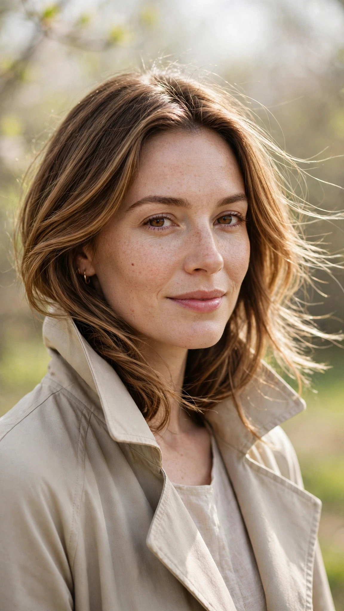 18 Olsen tuck hairstyles for spring with layered hair tucked into a collar That Are Chic, Fresh and Flattering 14 Olsen Tuck Hairstyles For Spring With Layered Hair Tucked Into A Collar With Delicate Natural Movement, Subtle Internal Layers And Warm Caramel Tones