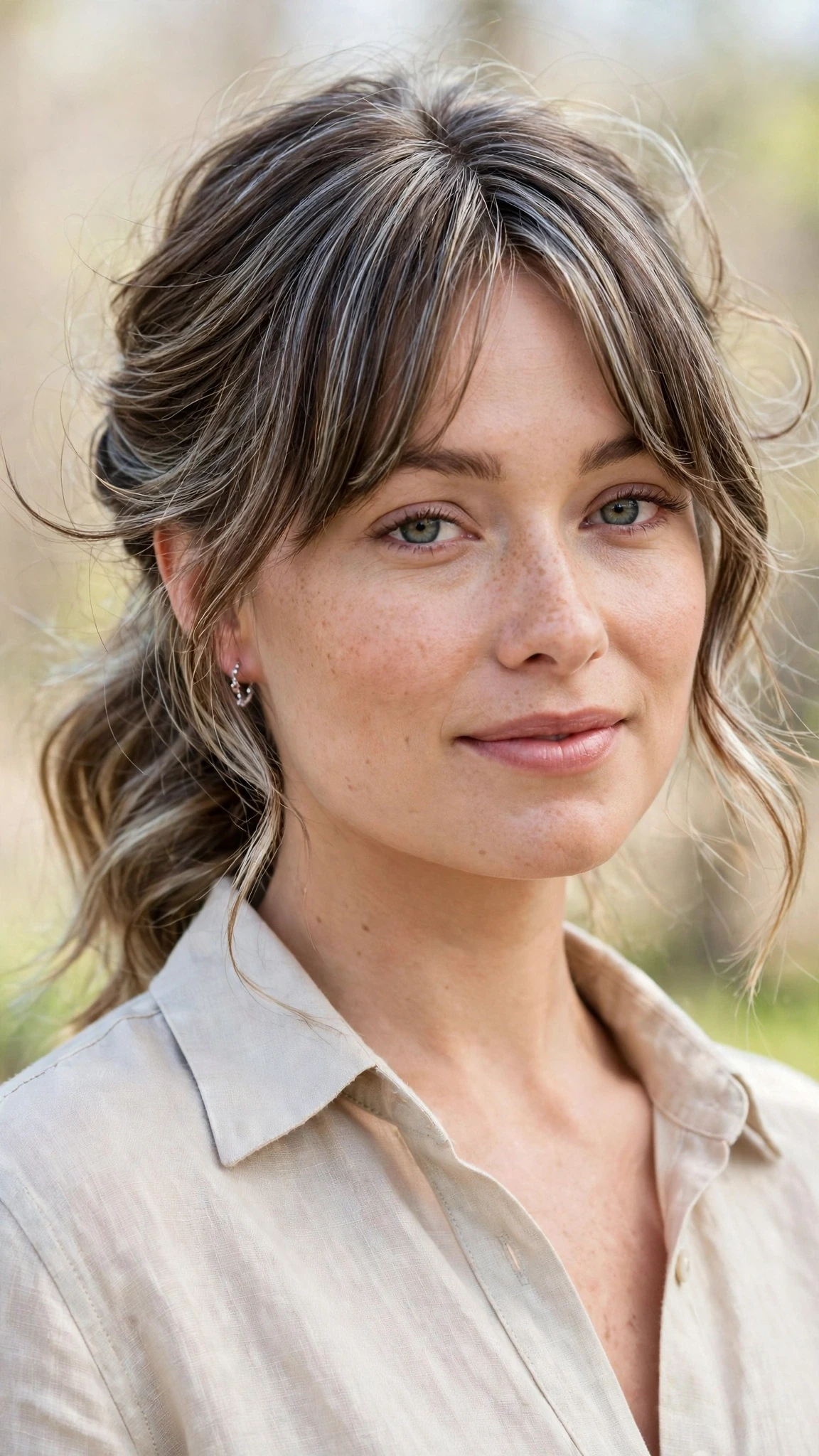 Olsen Tuck Hairstyles For Spring With Soft Waves And A Tucked Finish With Airy Feathered Movement, Curtain Pieces And Silver-Blended Brightness