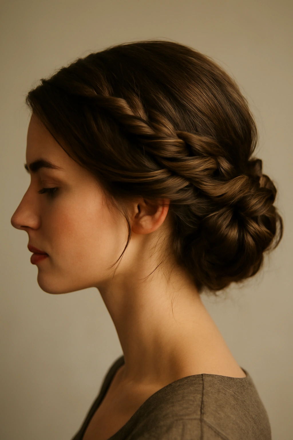 Low Bun with a Braided Crown