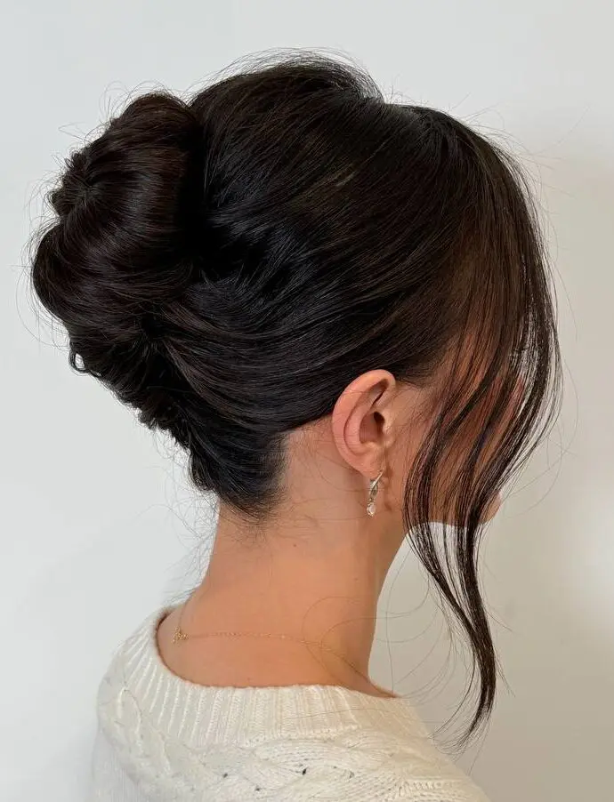 Low Bun with a Side Part