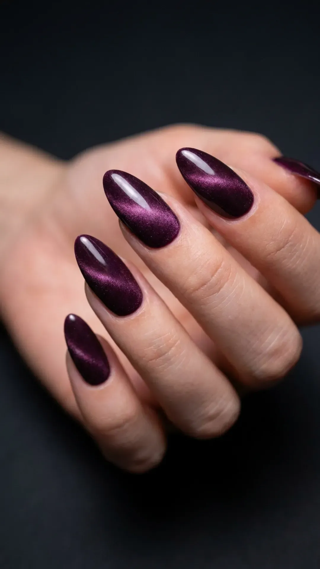 Almond Plum Cat Eye Nails for January Evenings