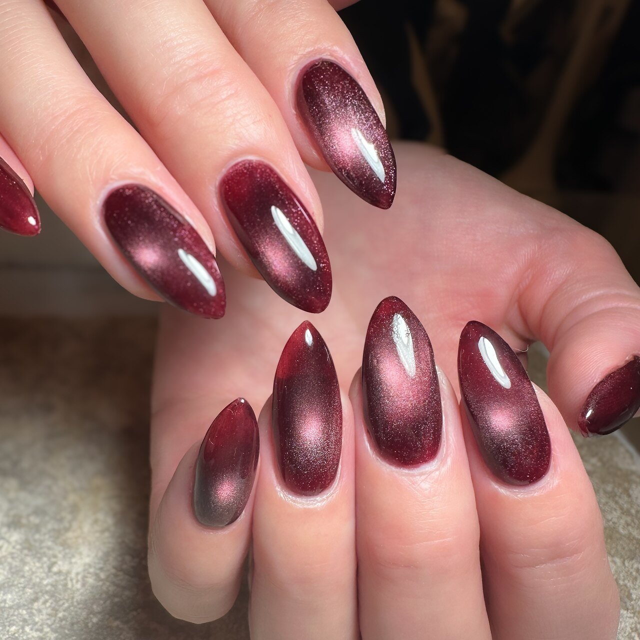Almond Plum Cat Eye Nails for January Evenings