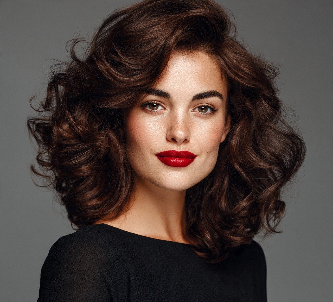 Retro Bouffant Curls with a Rounded Silhouette