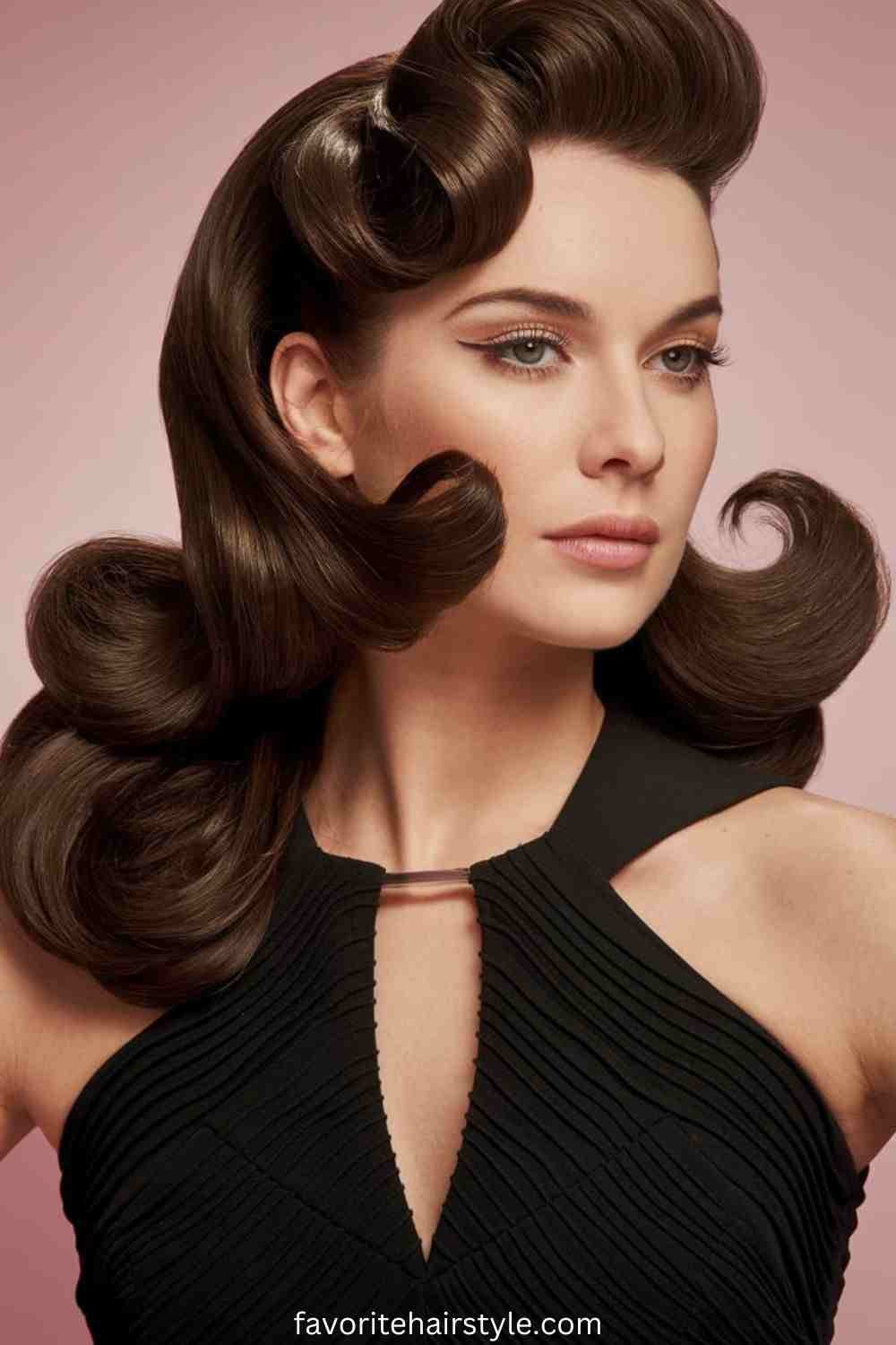 Windswept Retro Curls with a Confident Shape