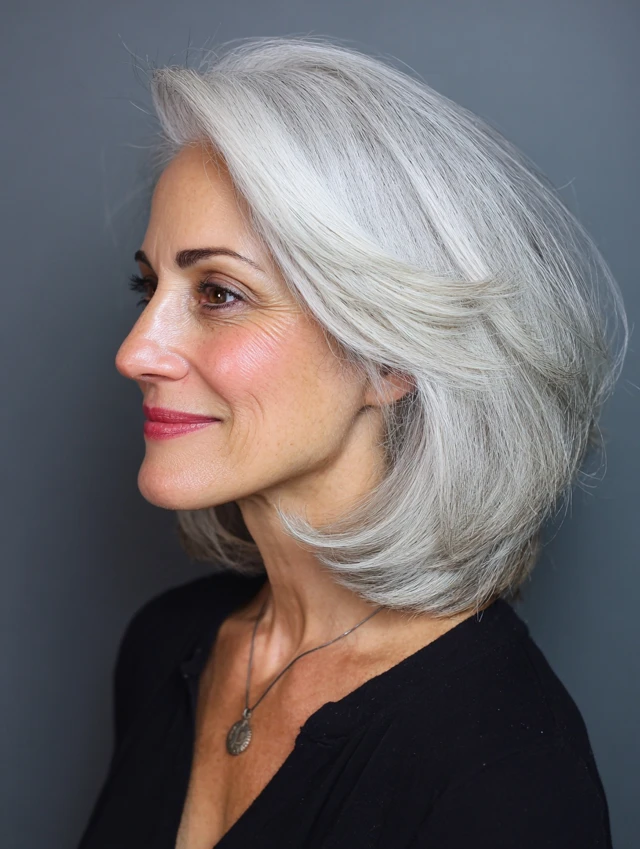 Smooth Silver Blowout With Layered Ends