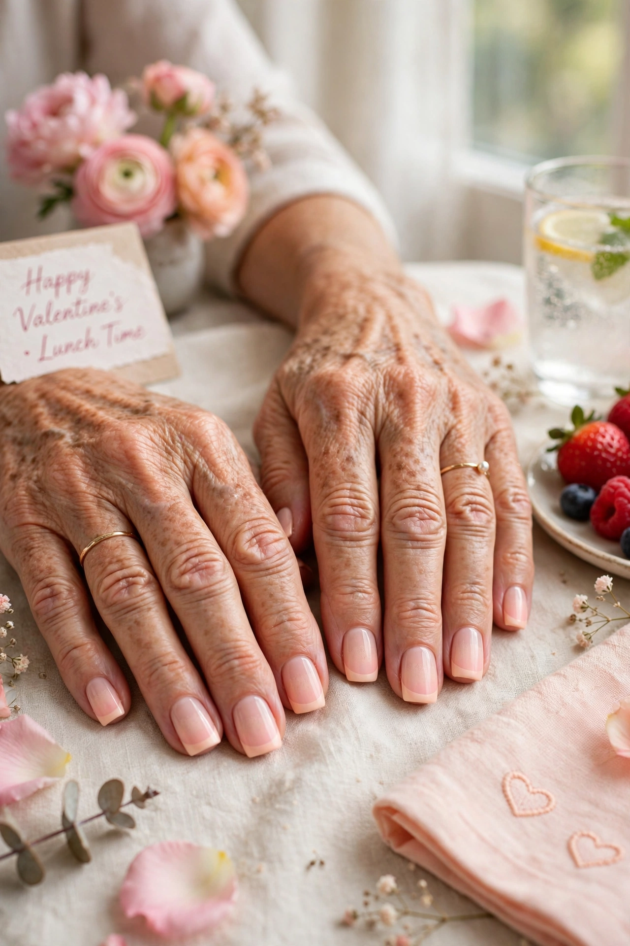 Pastel Peach Pastel Accent French Nails in Short Square Shape with a Soft Ombré Fade