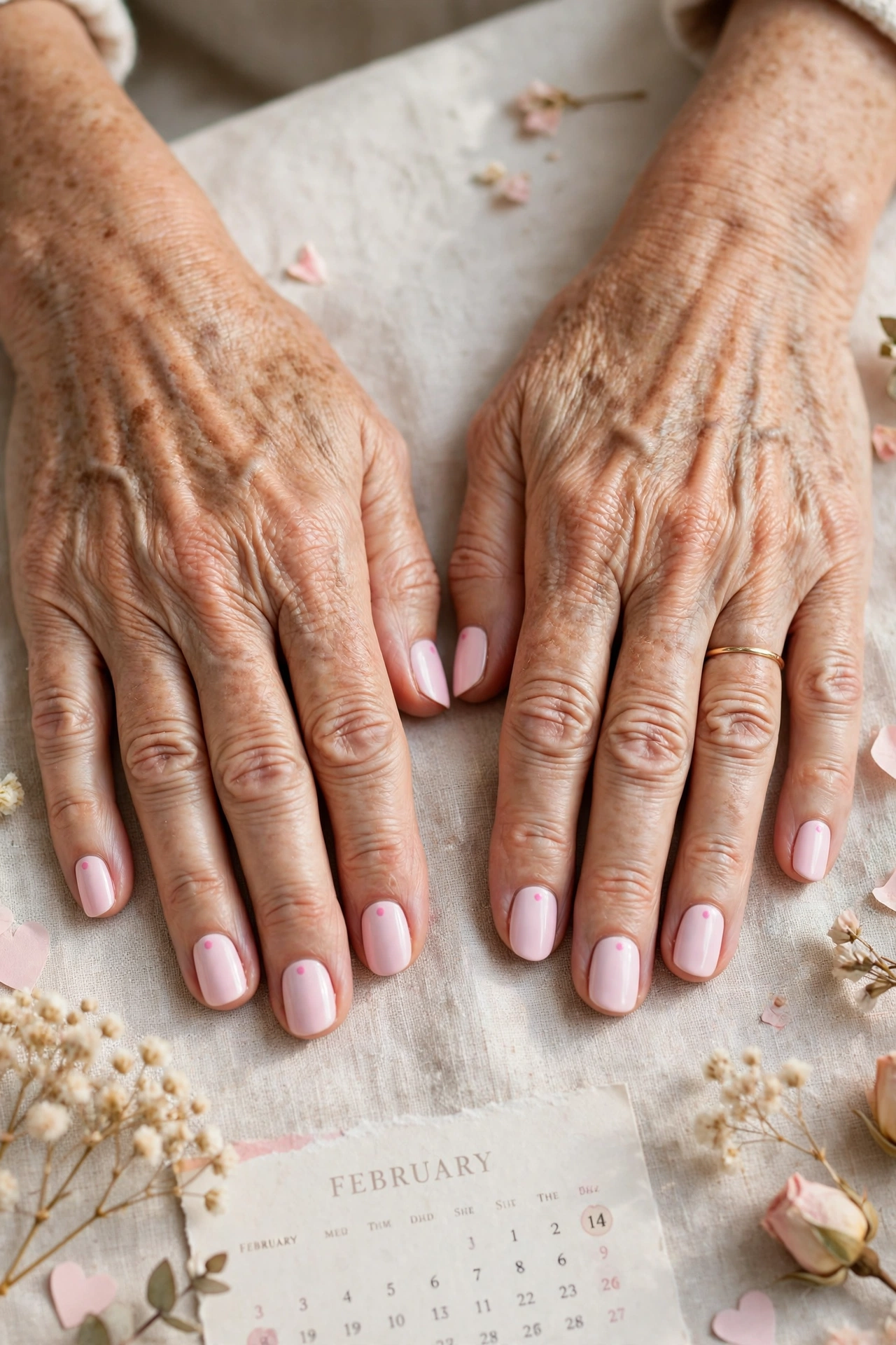 18 Pastel Valentine Accent Nails for Women over 50 for February Dates That Are Chic, Pretty and Easy to Wear 11 Pastel Pink Pastel Valentine Accent Nails in Round Shape with a Minimal Dot Detail