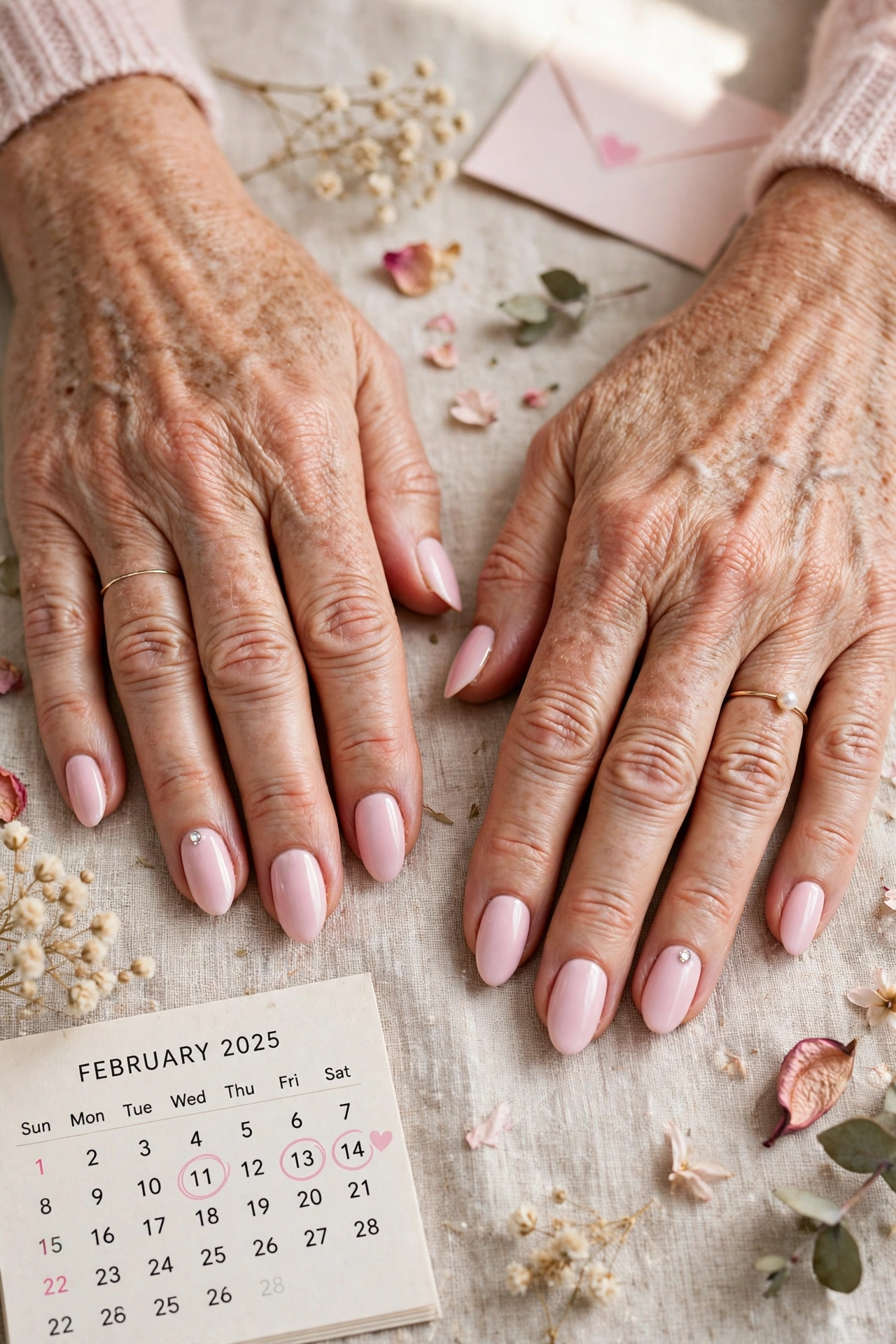 18 Pastel Valentine Accent Nails for Women over 50 for February Dates That Are Chic, Pretty and Easy to Wear 14 Pastel Pink Pastel Valentine Accent Nails in Almond Shape with a Tiny Crystal on the Ring Finger