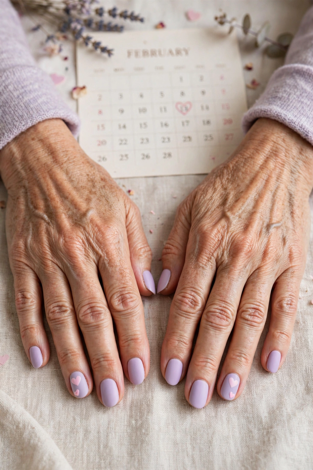 18 Pastel Valentine Accent Nails for Women over 50 for February Dates That Are Chic, Pretty and Easy to Wear 15 Pastel Lilac Pastel Valentine Accent Nails in Oval Shape with a Matte Top Coat