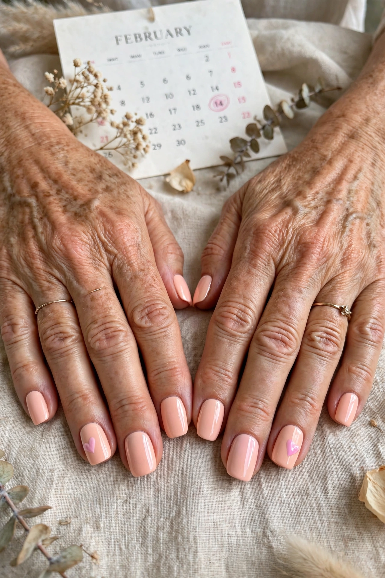 18 Pastel Valentine Accent Nails for Women over 50 for February Dates That Are Chic, Pretty and Easy to Wear 19 Pastel Peach Pastel Valentine Accent Nails in Squoval Shape with a Glossy Top Coat
