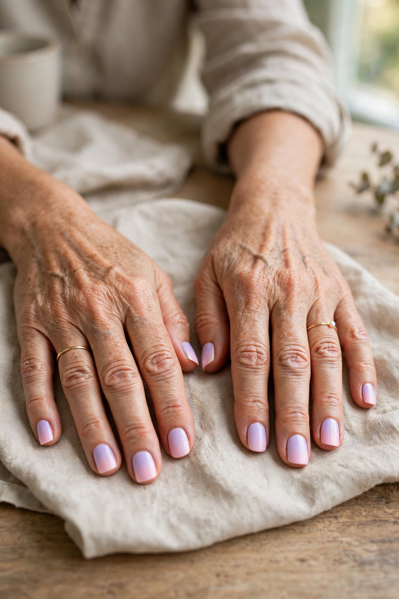 Pastel Lilac Pastel Valentine Short Nails in Short Square Shape with a Soft Ombré Fade
