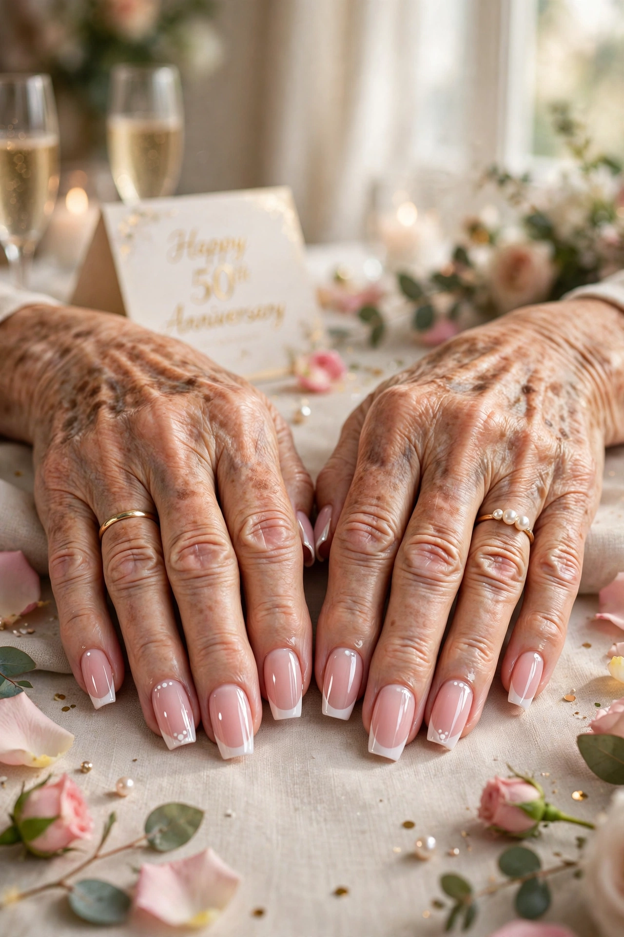 Pale Pink Pink Lip Gloss Nails with White Accents in Coffin Shape with a Classic French Tip