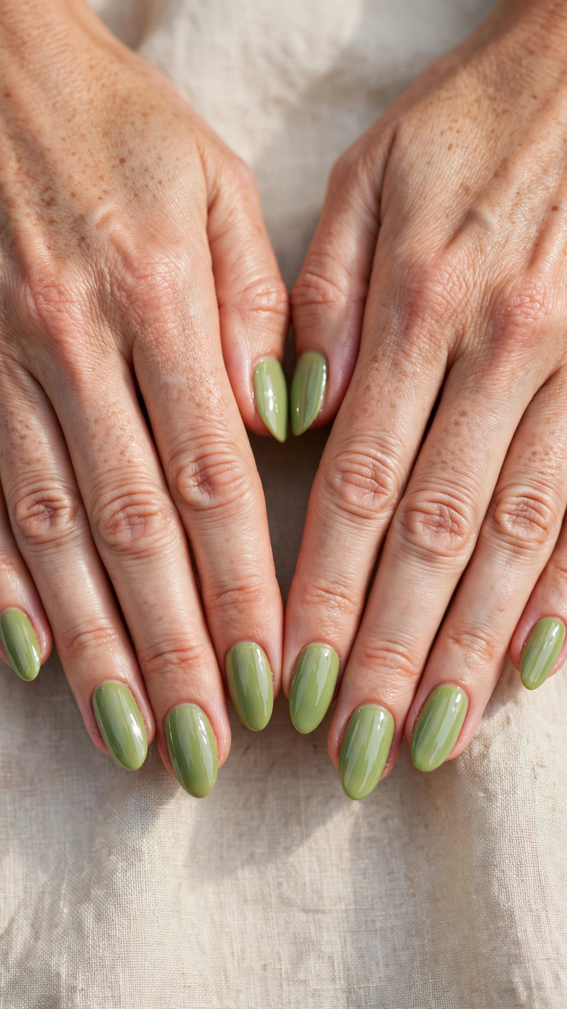 30 Pistachio Green Glazed Nails for March Everyday Wear That Are Fresh, Chic and Easy to Wear 18 Almond Pistachio Green Glazed Nails with a glazed finish and a clear glossy top