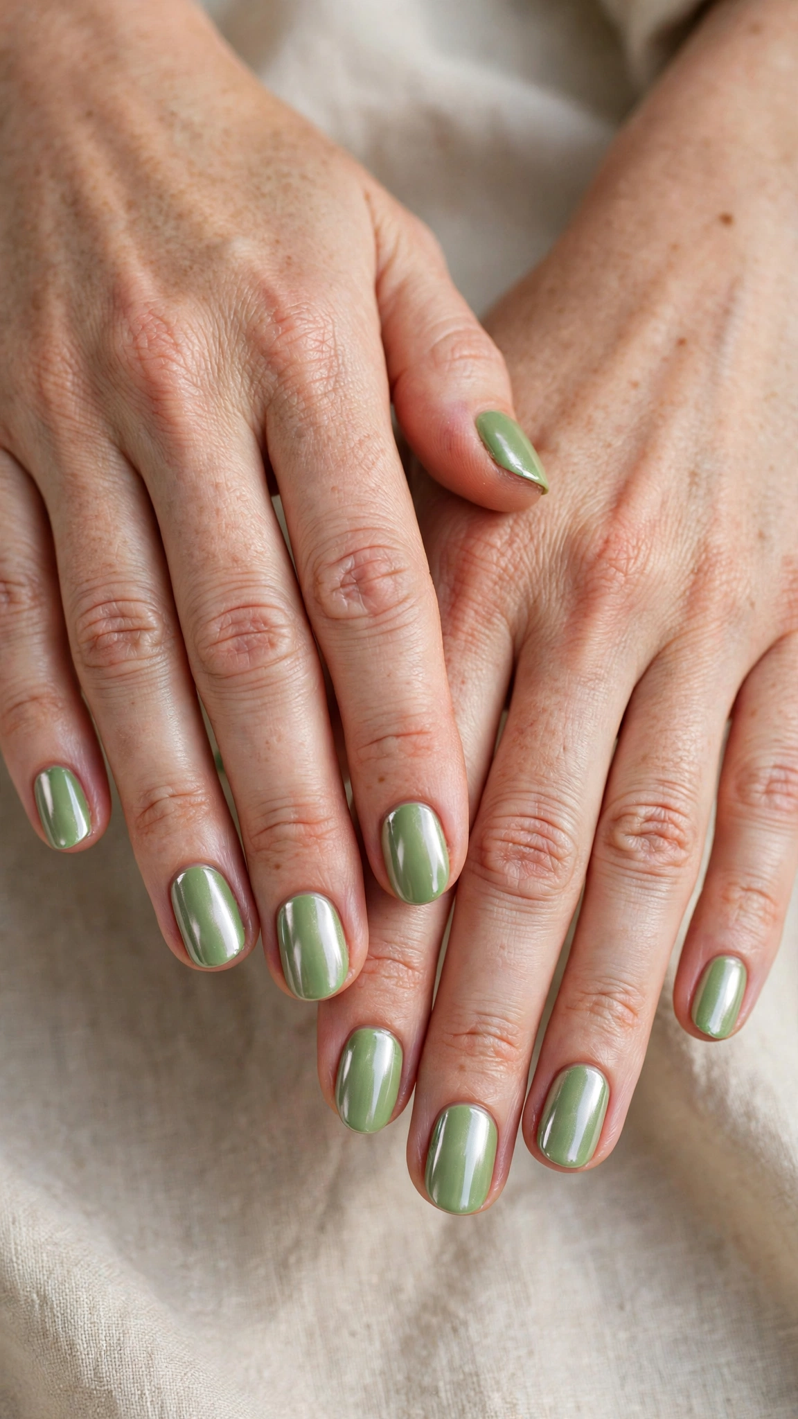 30 Pistachio Green Glazed Nails for March Everyday Wear That Are Fresh, Chic and Easy to Wear 20 Short Oval Pistachio Green Glazed Nails with a chrome-glazed finish and a delicate shine