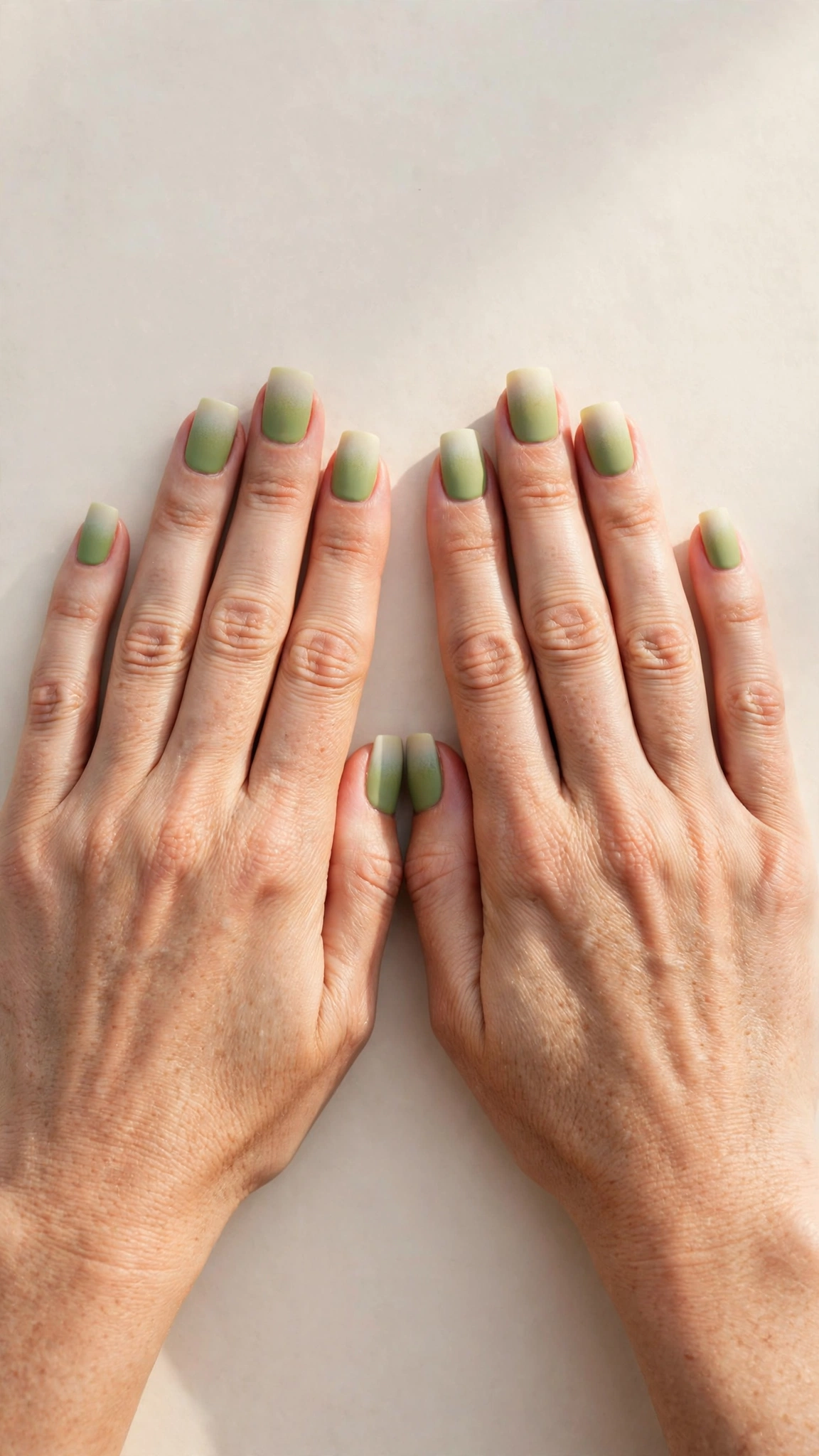 Square Pistachio Green Matte Nails with a matte finish and a soft ombre tip