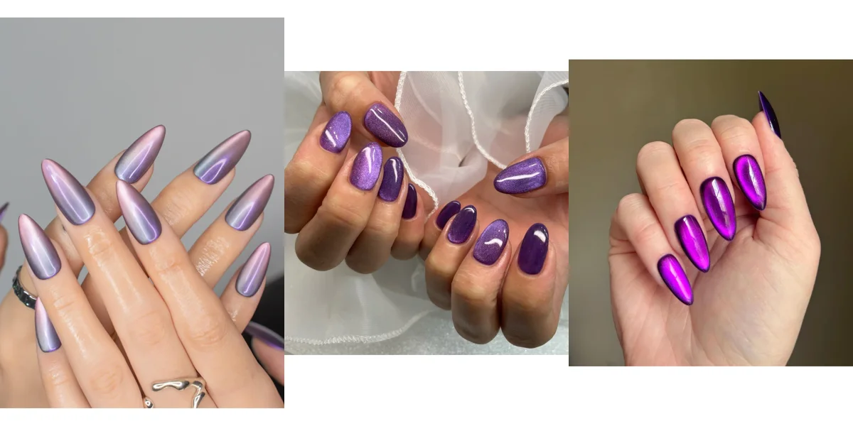 28 Purple Cat Eye Nails for Women in Their 30s for Winter Parties